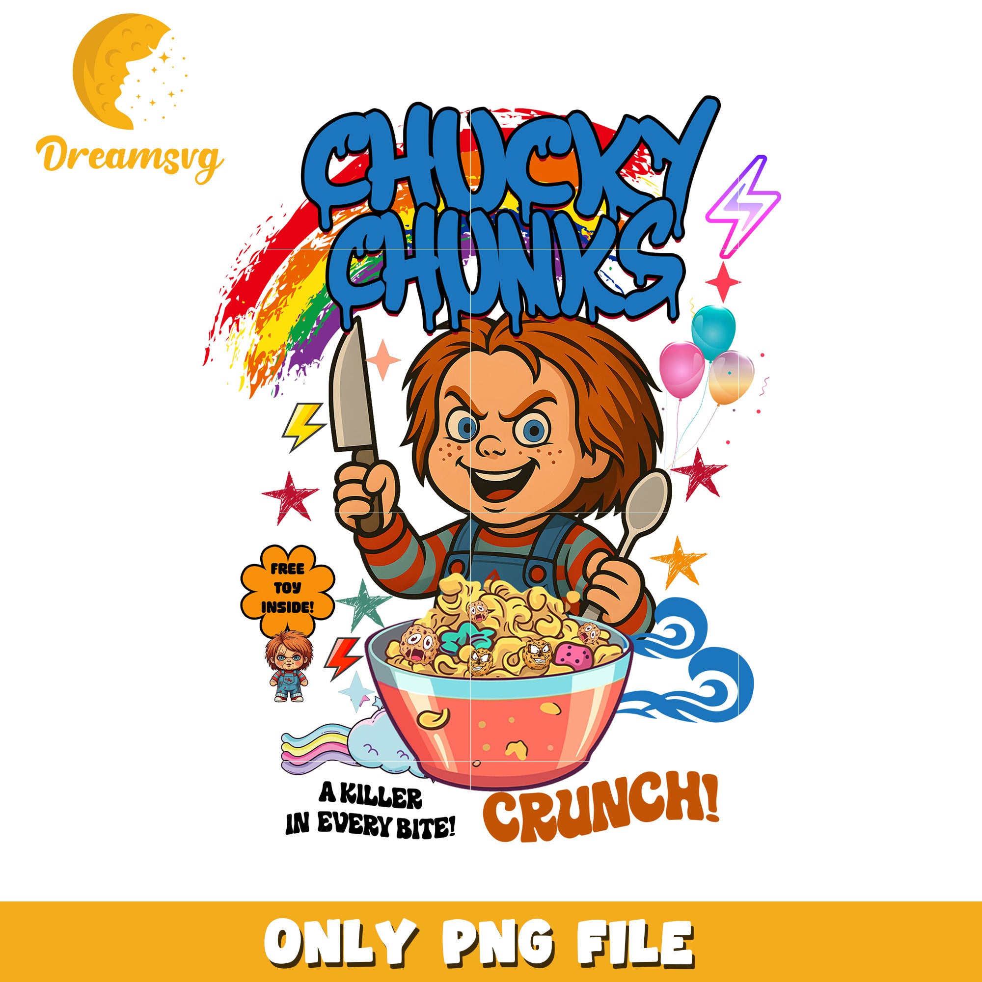 Chucky chunks design png, horror characters png, horror cartoons png