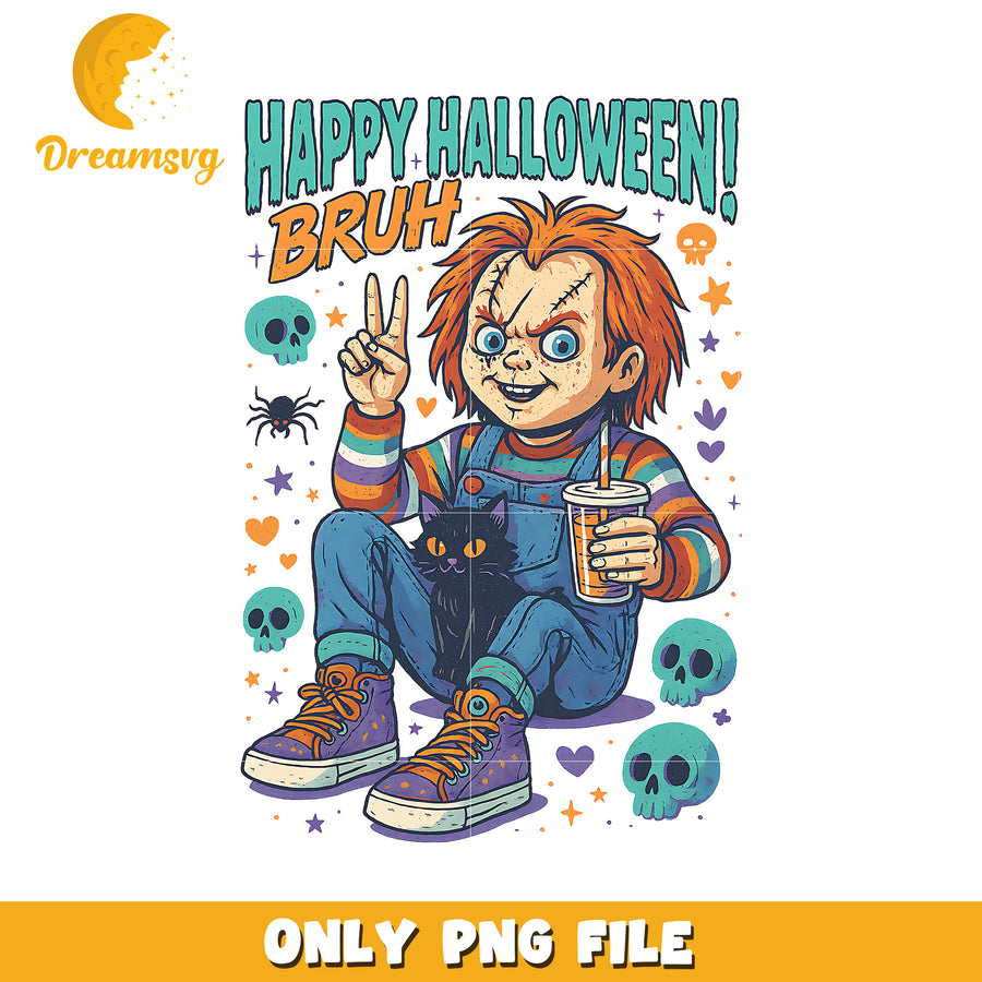 Chucky happy halloween png, spooky halloween png, trick or treat png