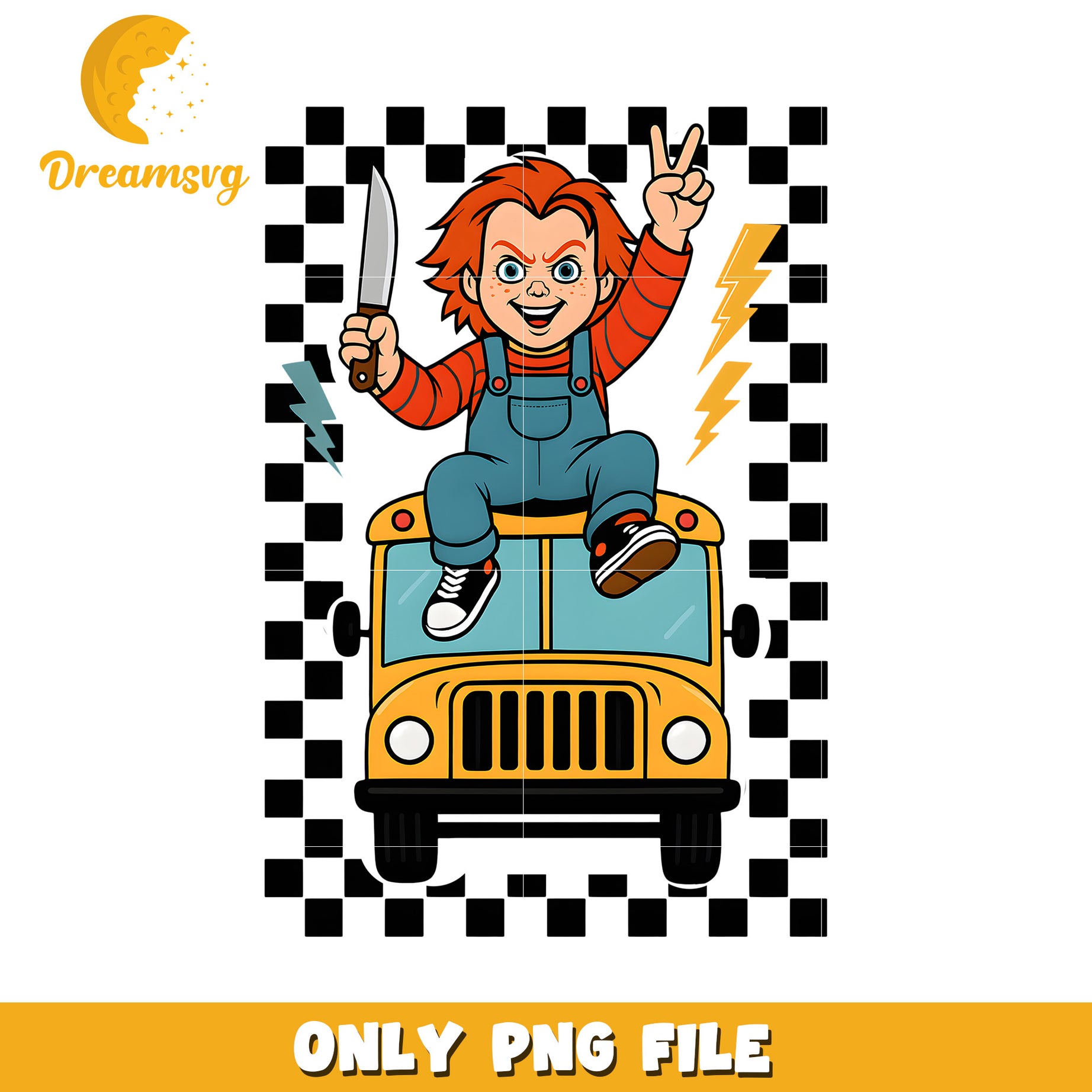 Chucky in the car png, halloween times png, spirit halloween png
