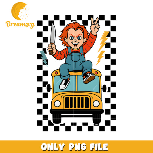 Chucky in the car png, halloween times png, spirit halloween png