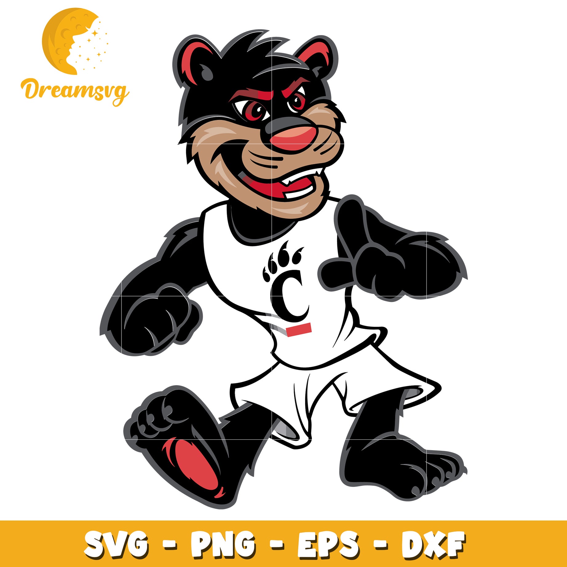 Cincinnati Bearcat Mascot SVG PNG EPS DXF