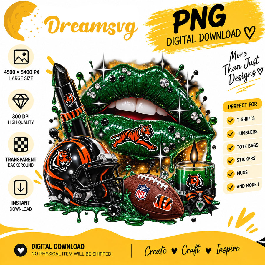 Cincinnati Bengals Dripping Lips PNG, Craft File Design