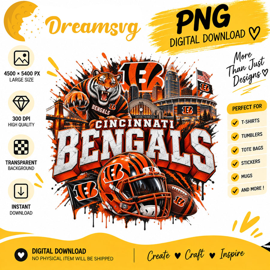 Cincinnati Bengals Tiger Mascot Stadium Splash PNG