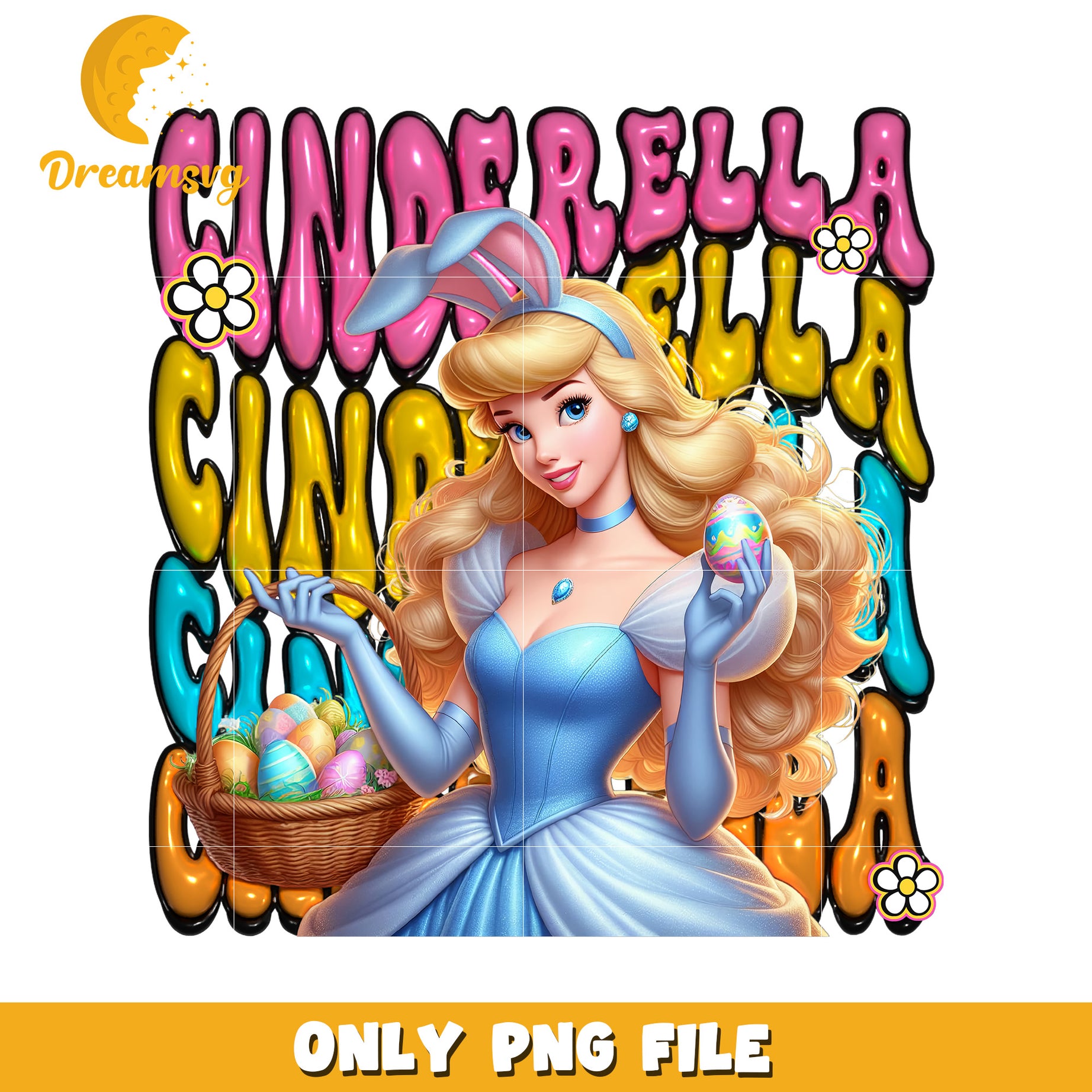 Cinderella Easter Bunny PNG Digital Download for Crafts