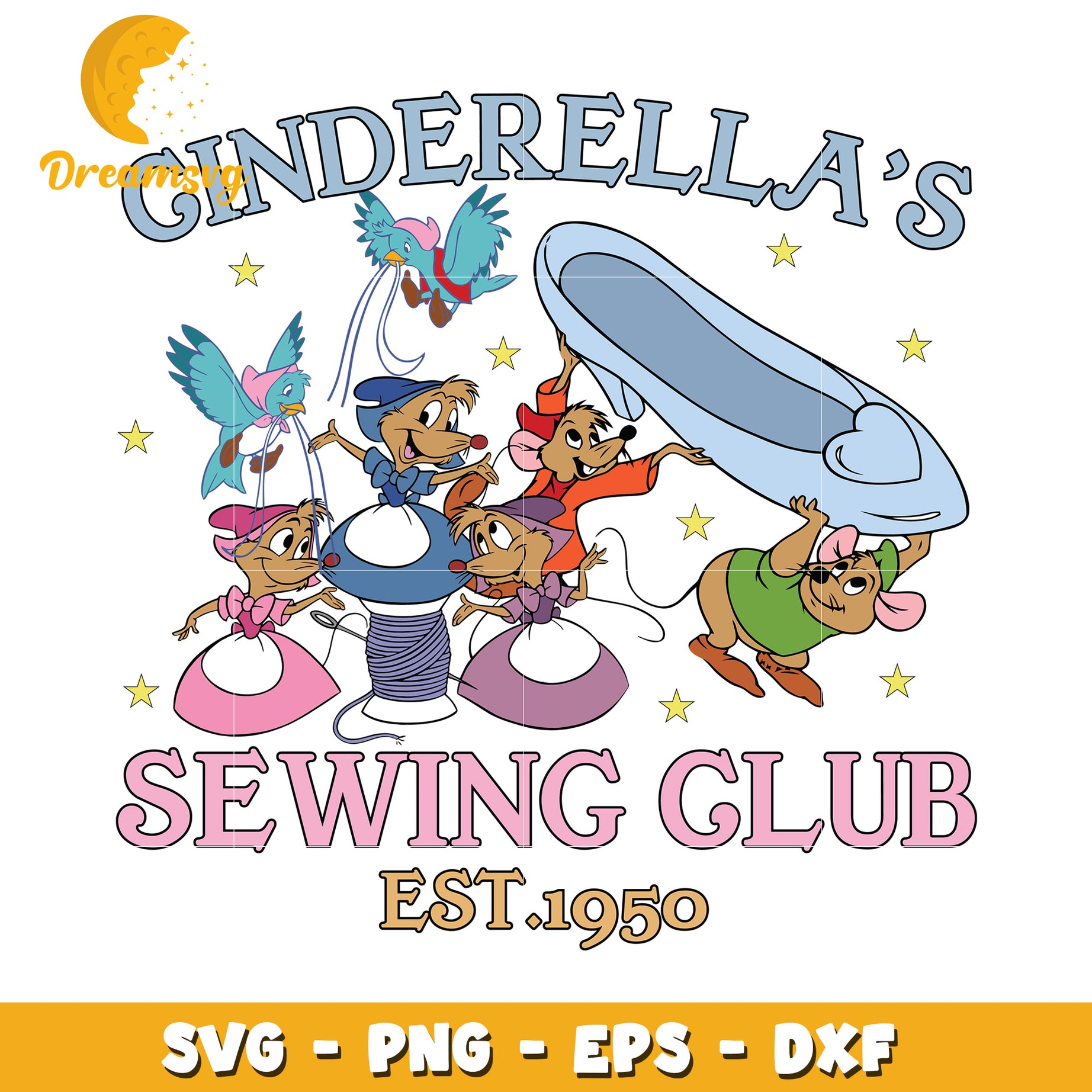 Cinderella Sewing Club SVG PNG EPS DXF