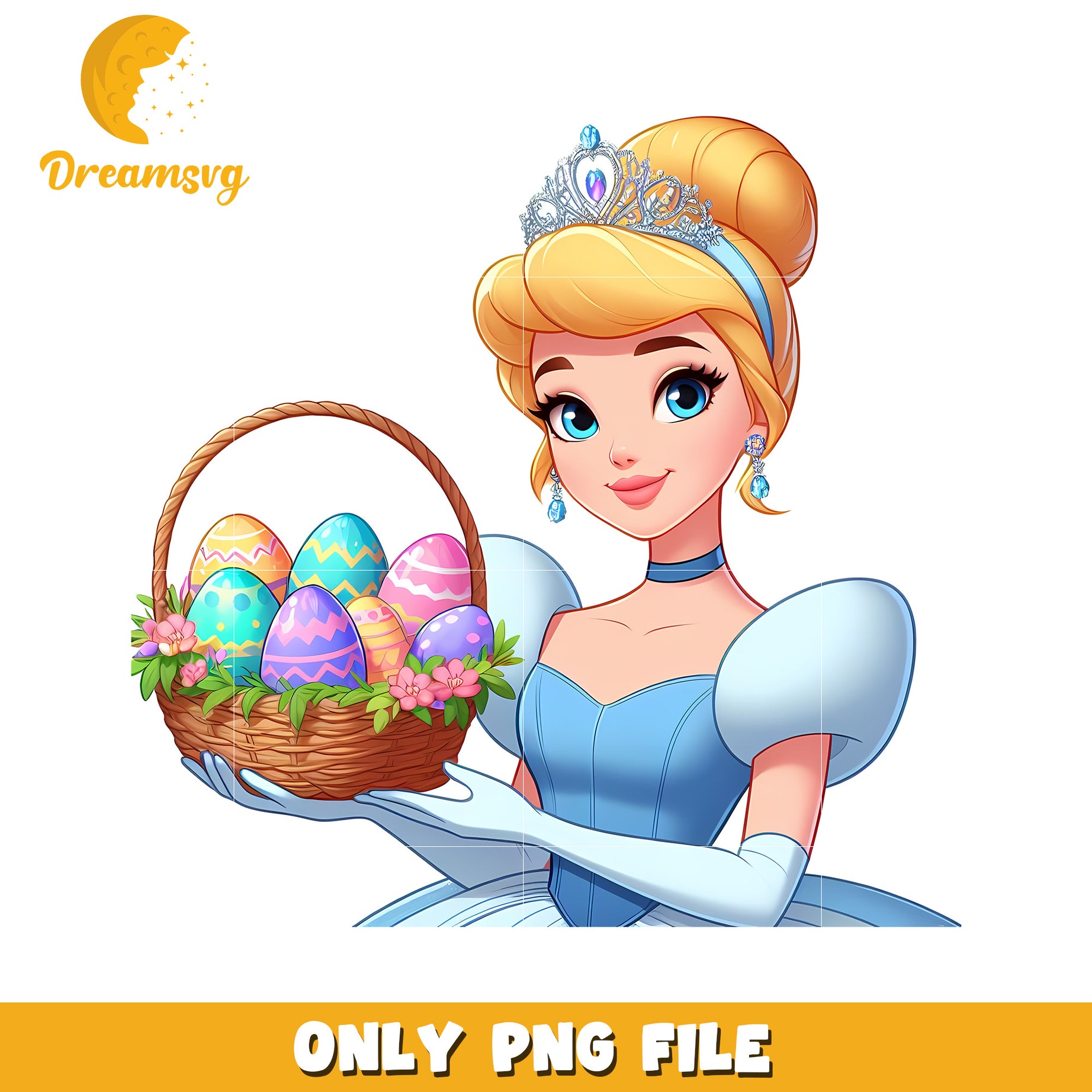 Cinderella basket easter eggs png, easter eggs png, princess png