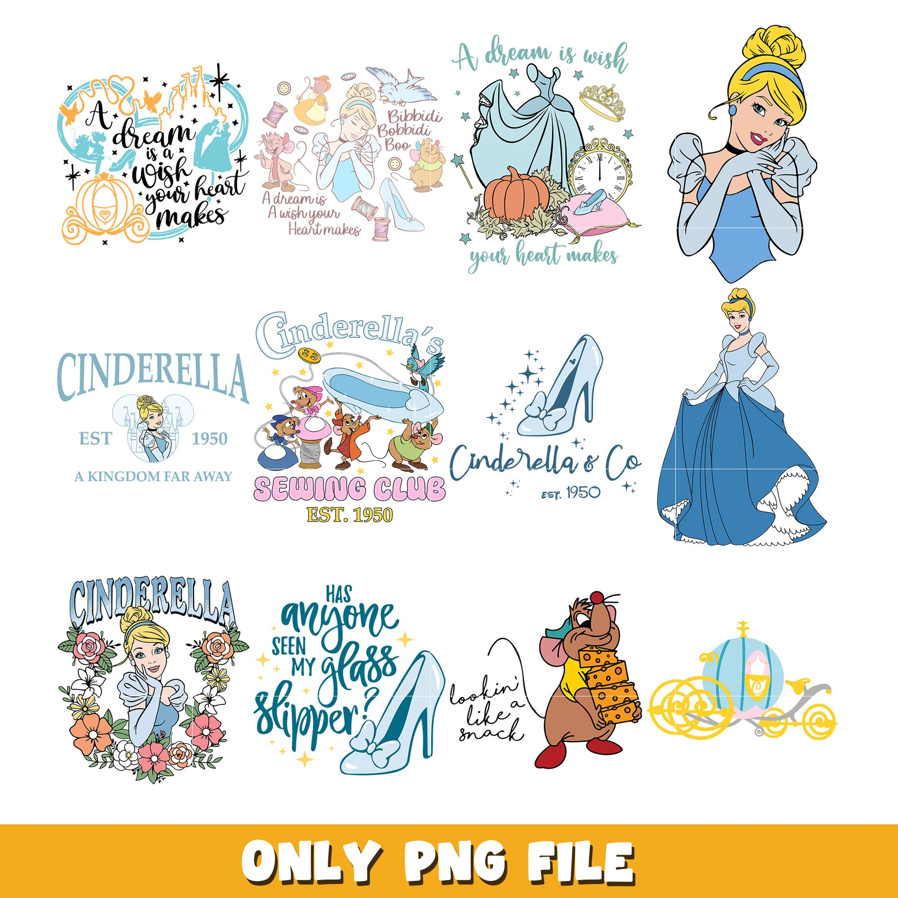 Cinderella Princess bundle png, Princess png, Disney cartoon png, Digital download  