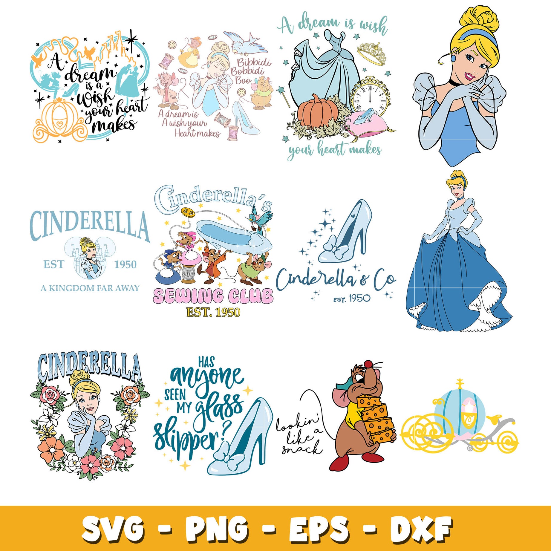 Disney Cinderella princess svg bundle, Disney princess svg, Disney svg