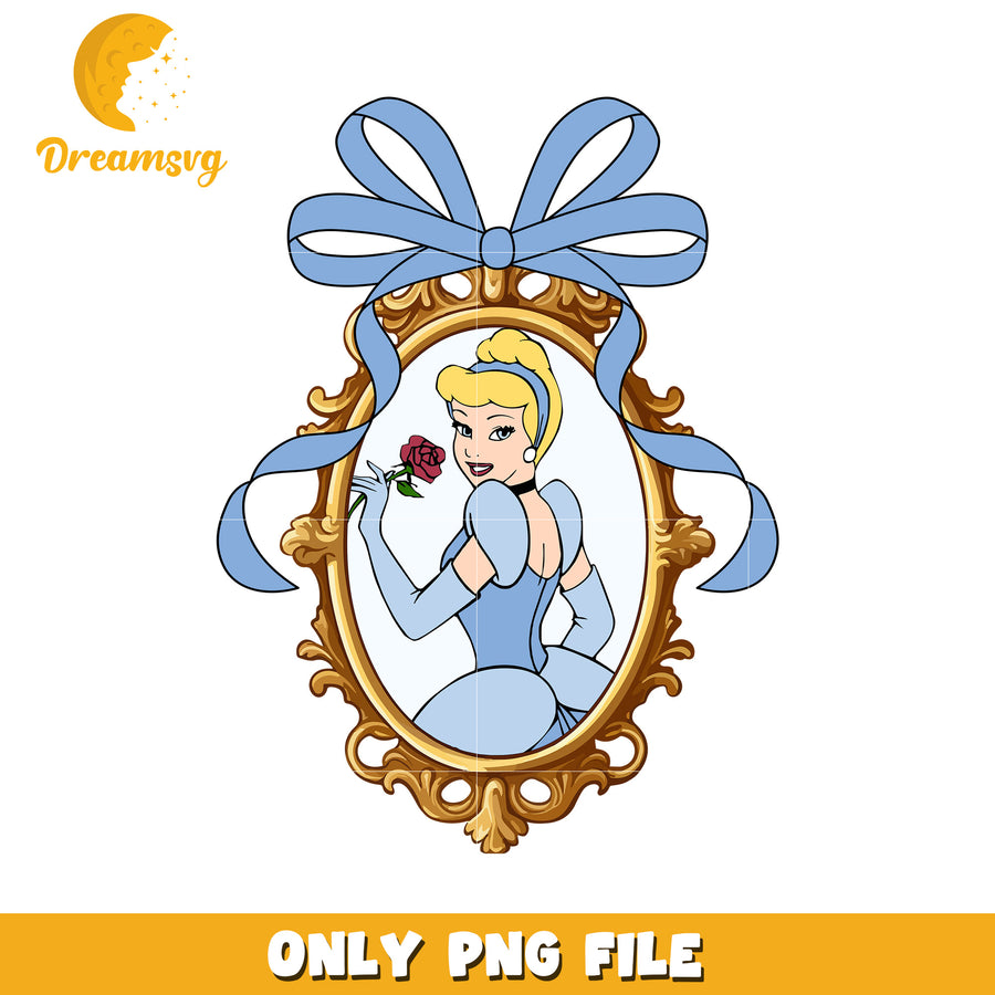 Cinderella princess picture frame with bowtie png, beautifull princess png, disneyland png