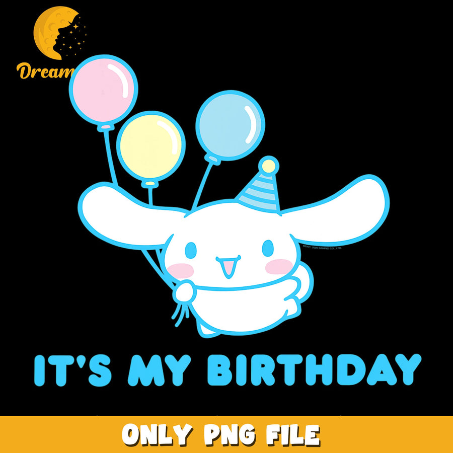 Cinnamoroll Birthday Balloons Party Hat PNG, Sanrio Birthday, Cute PNG