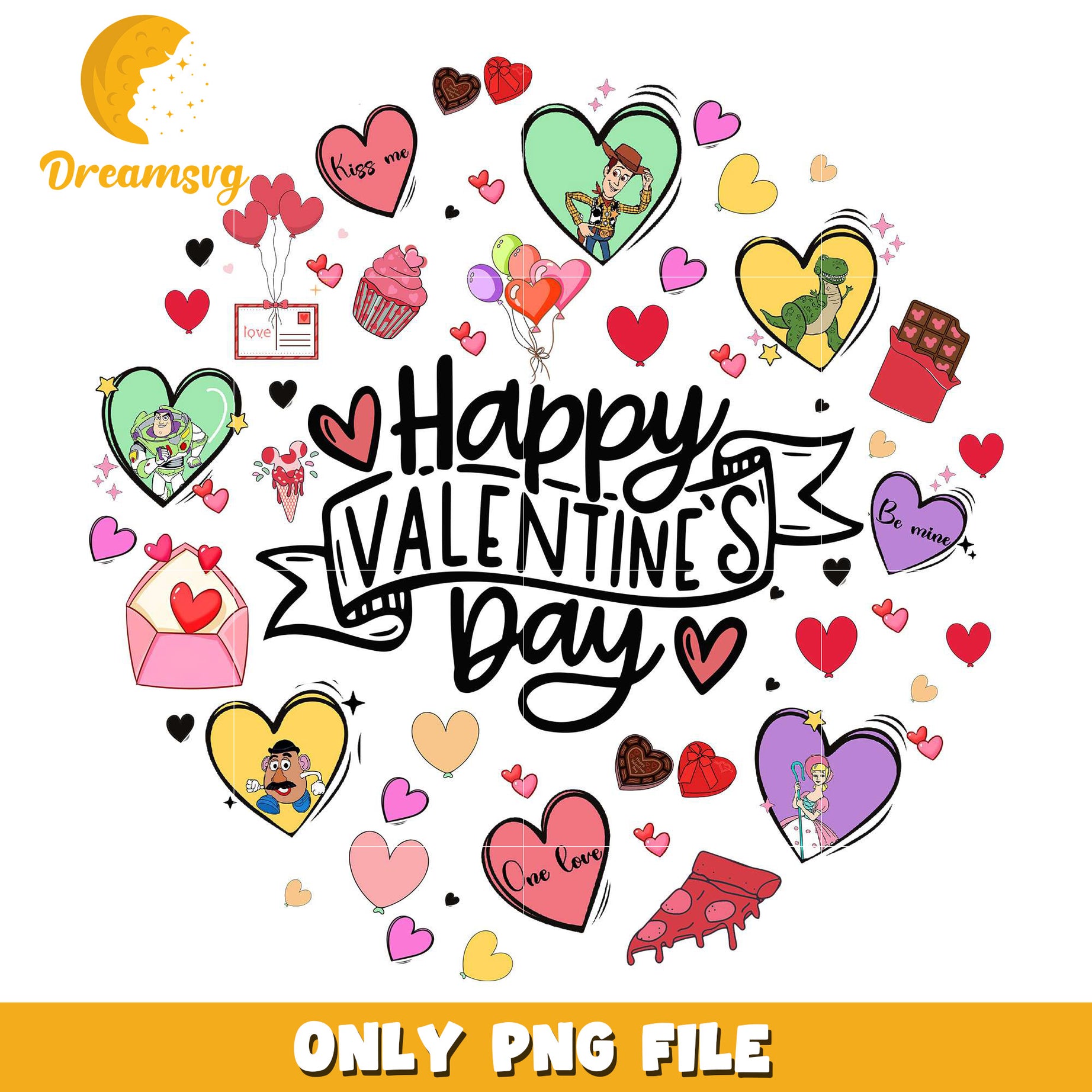 Circle toy story heart happy valentine's day png, toy story png