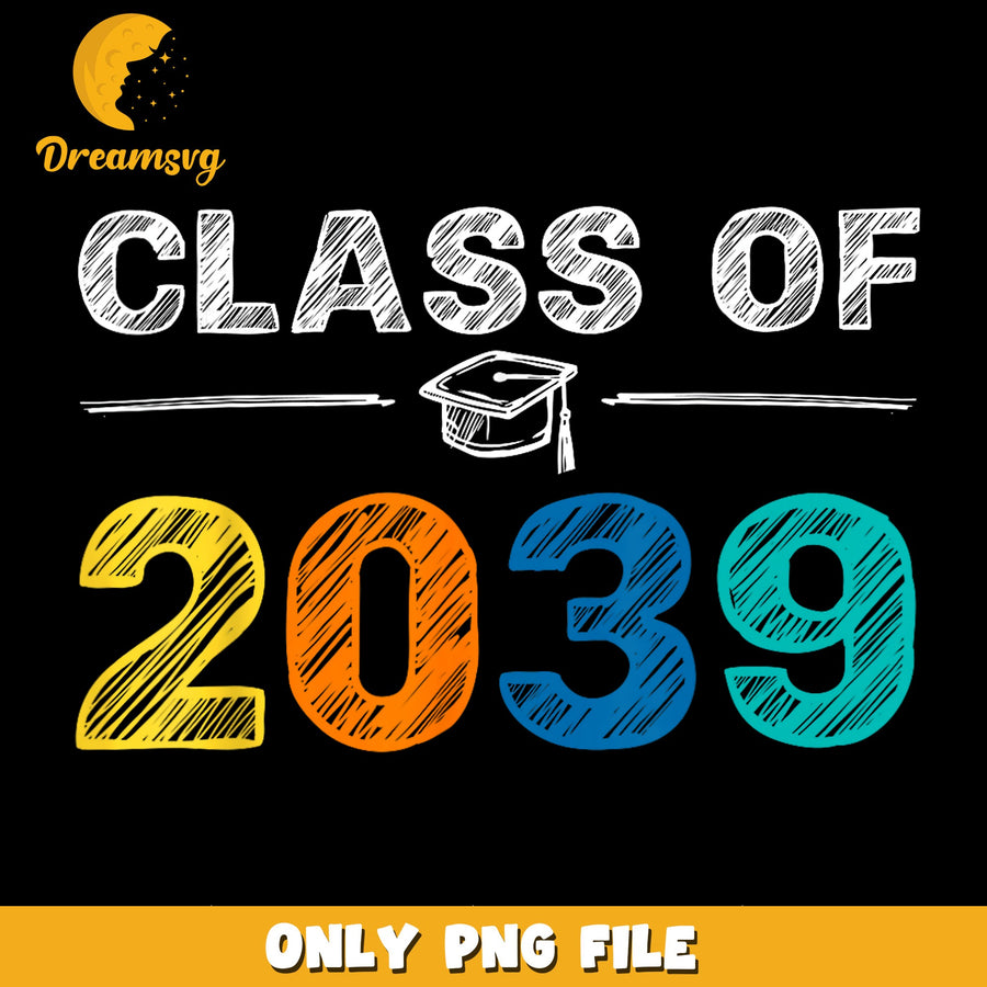 Class Of 2039 Graduation Cap Colorful PNG, Senior 2039, Graduate PNG