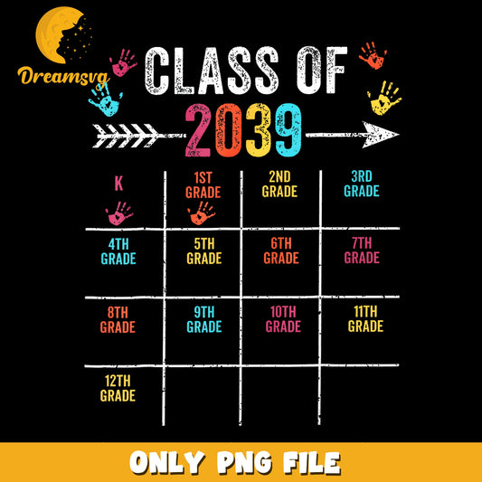 Class Of 2039 Handprint Grade Tracker Chart PNG, School, Kids PNG