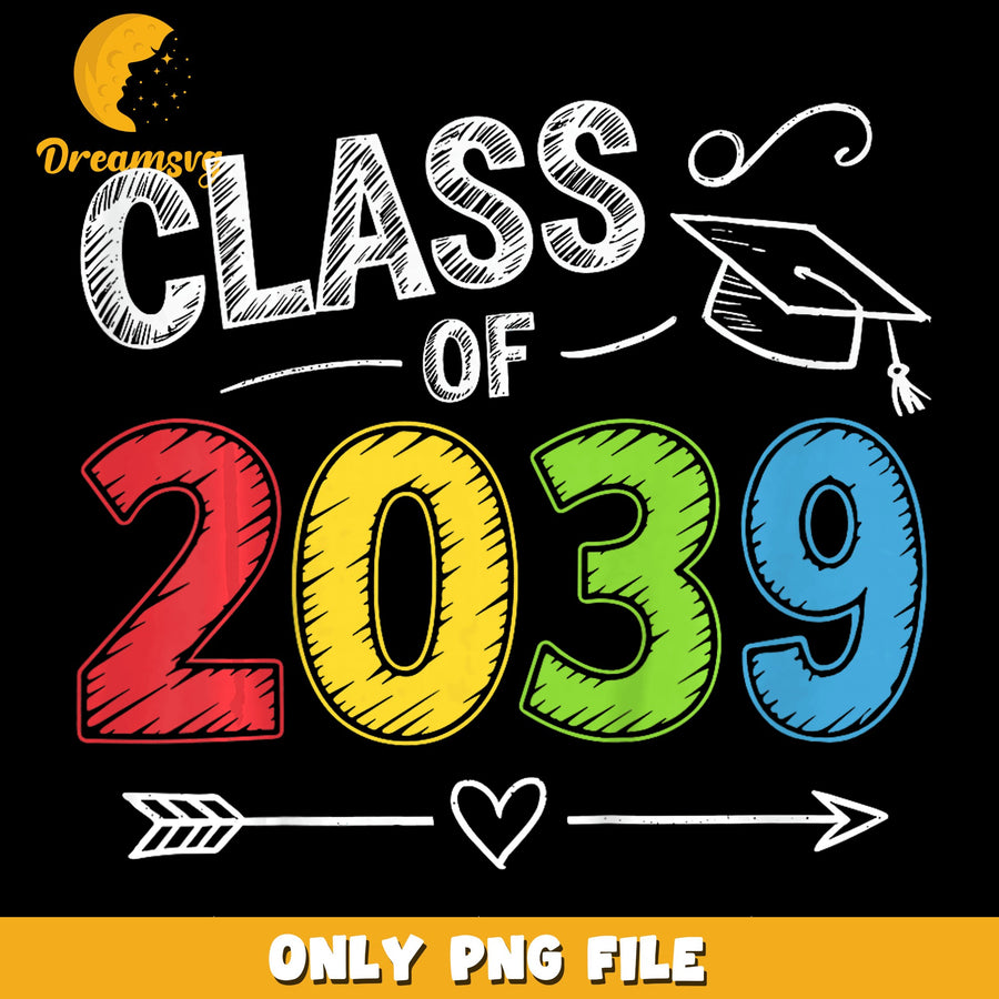 Class Of 2039 PNG, Graduation Theme, Fun Design PNG