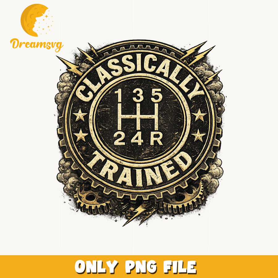 Classic Training Badge PNG, Vintage Gear Design, Auto