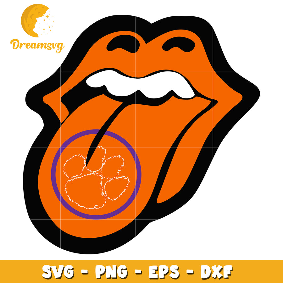 Clemson Tiger Paw Rolling Stones Tongue SVG
