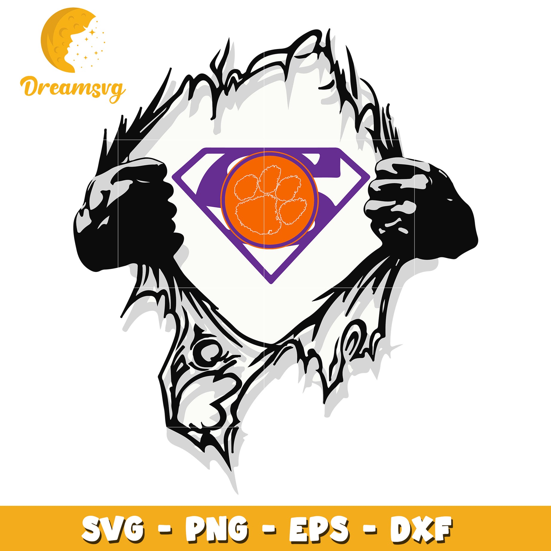 Clemson Tiger Superhero SVG PNG EPS DXF