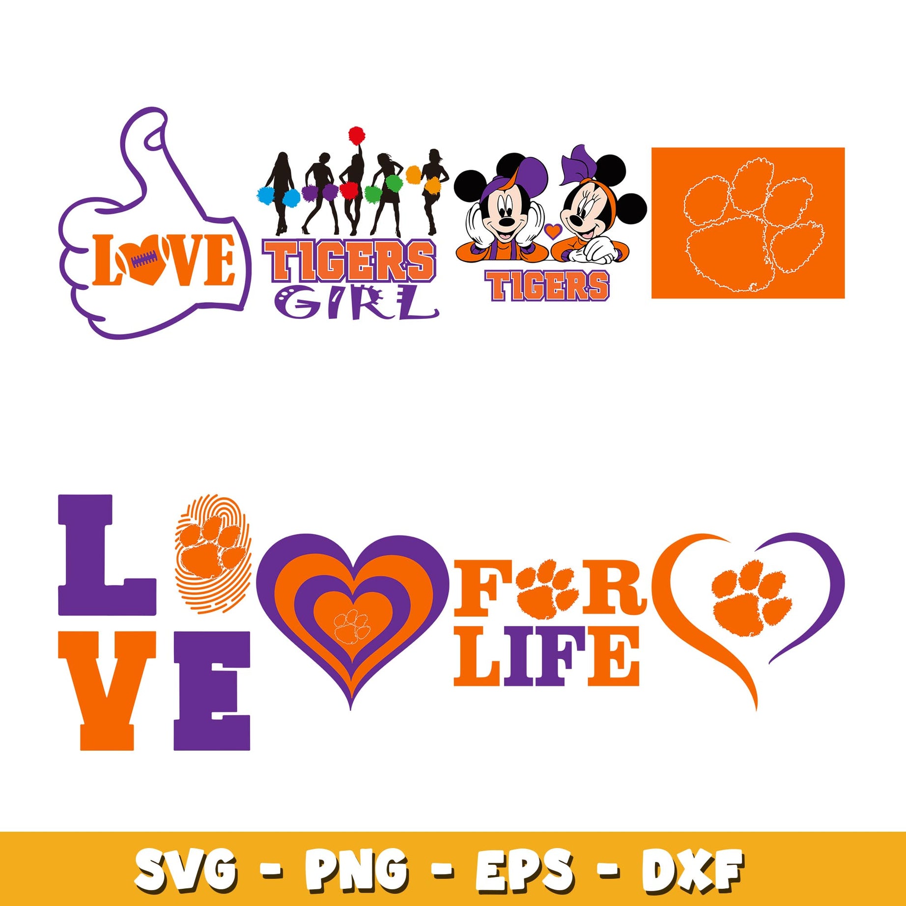 Clemson Tigers love Bundle svg, Clemson Tigers logo svg, ncaa svg  