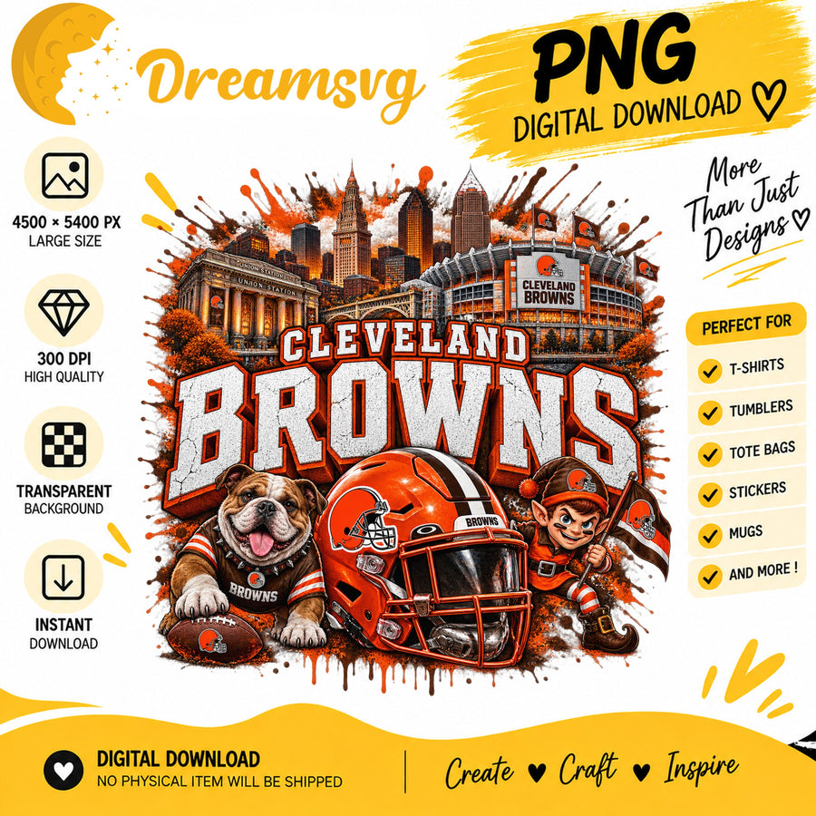 Cleveland Browns Bulldog Mascot Stadium Skyline PNG