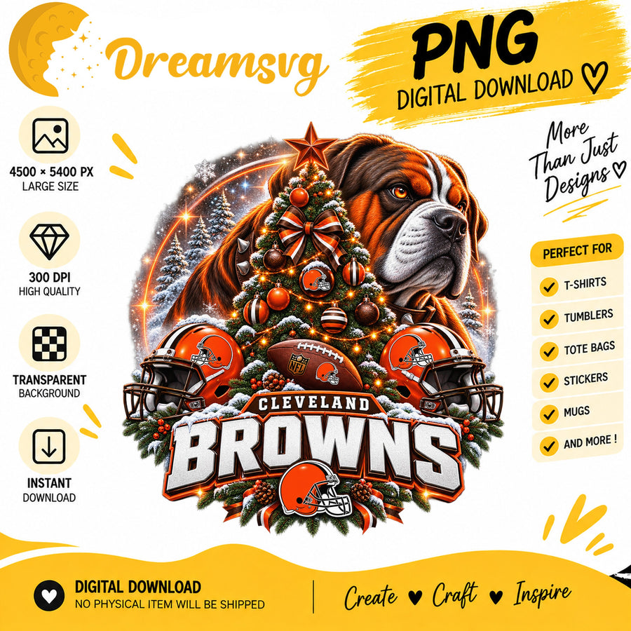 Cleveland Browns Christmas PNG, Badge Clipart Design