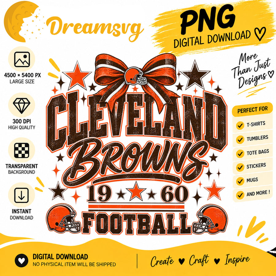Cleveland Browns Coquette Bow NFL Football 1960 PNG