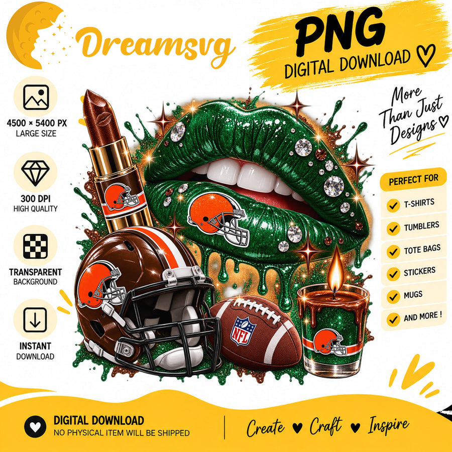 Cleveland Browns Dripping Lips PNG, Portrait Clipart Design