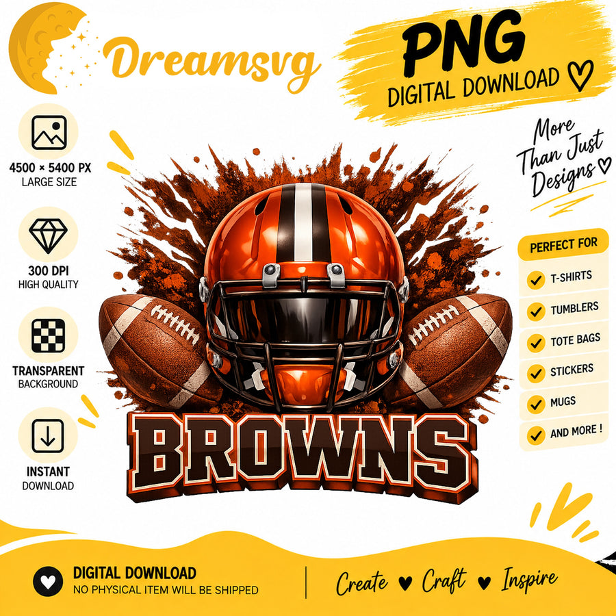 Cleveland Browns Football Helmet Splash Sublimation PNG