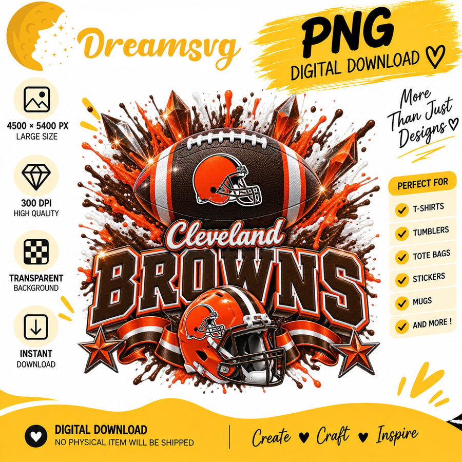 Cleveland Browns NFL Football Helmet Crystal Splash PNG