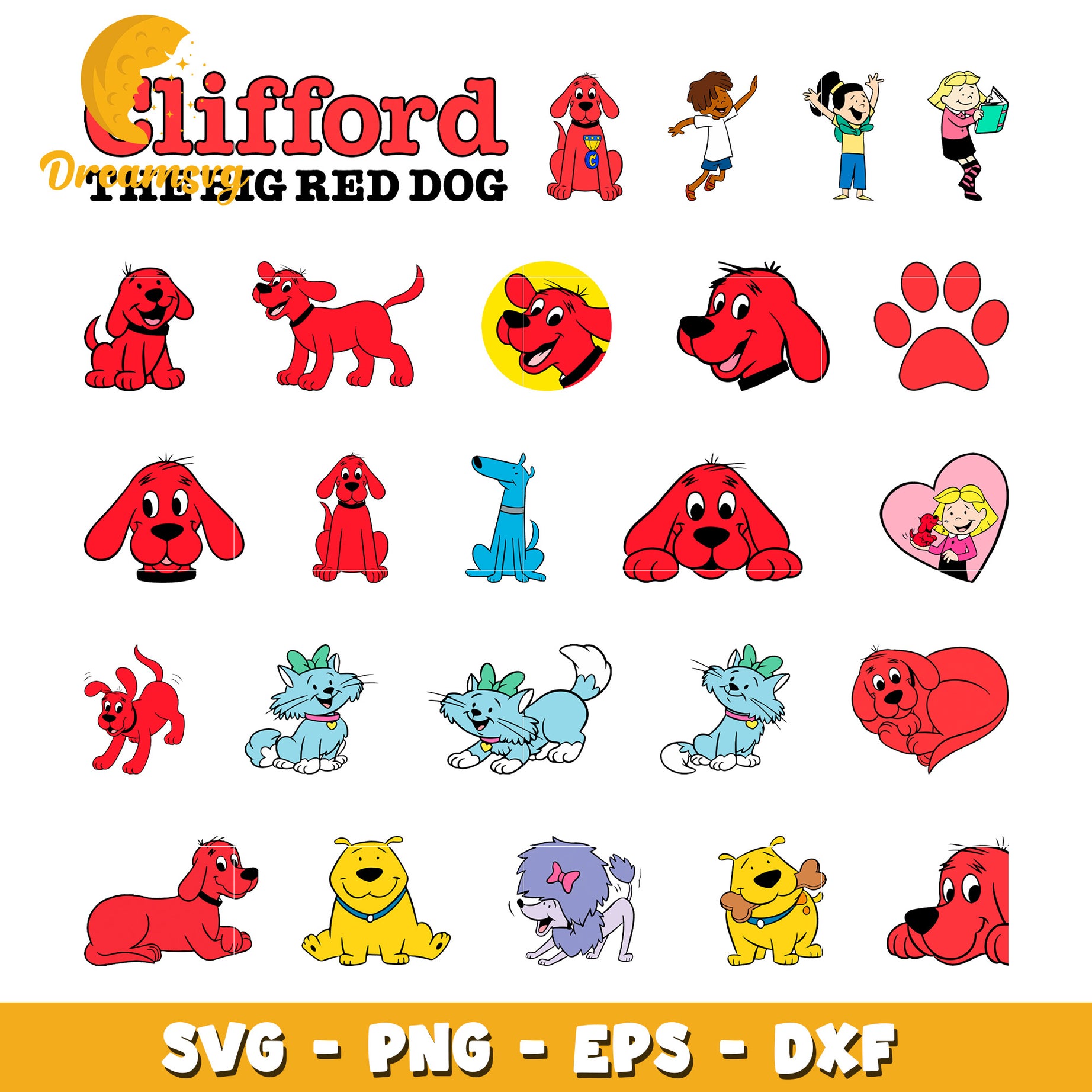 Clifford cartoon design svg, clifford the big red dog​ svg