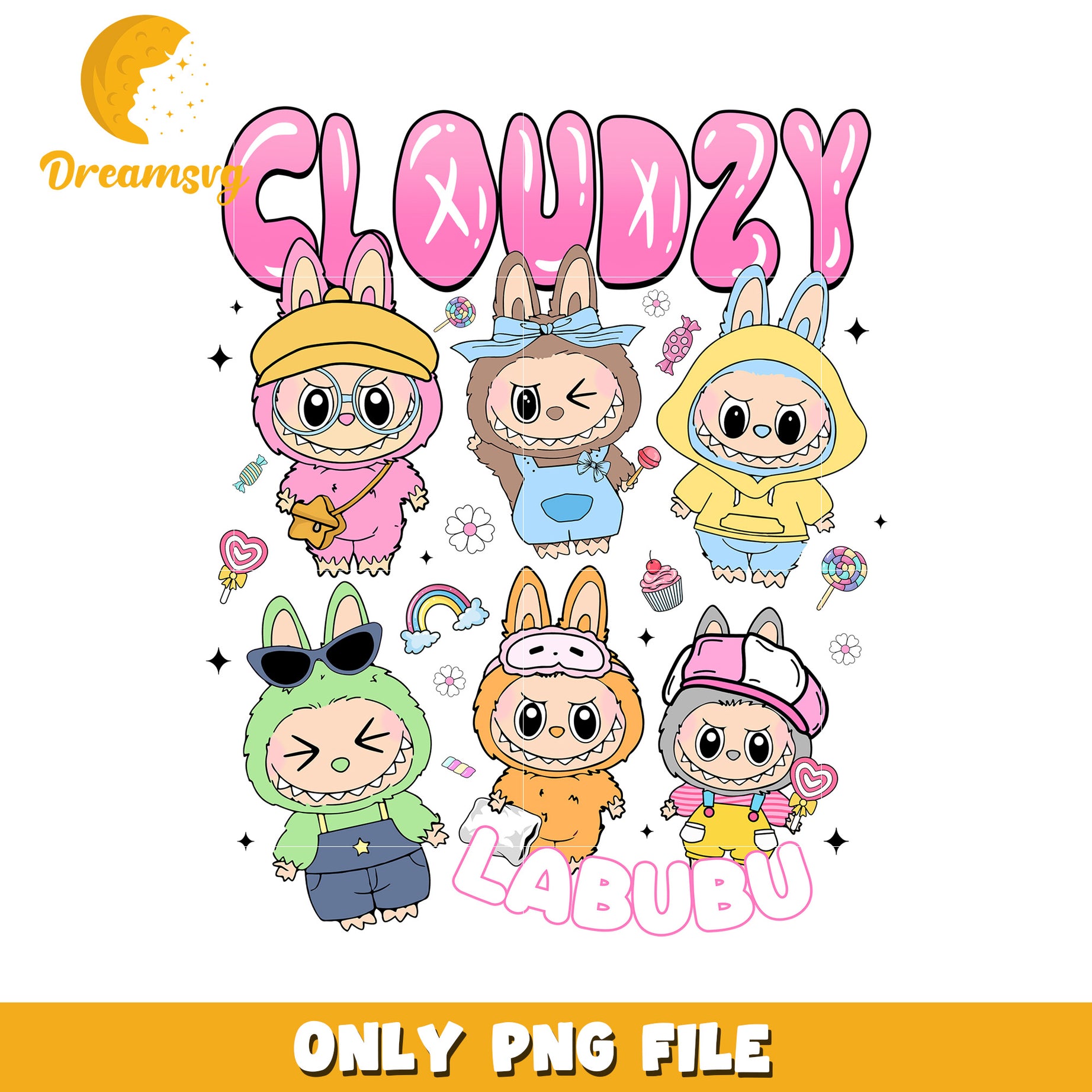 Cloudzy labubu characters png, labubu keychain png, labubu dolls png