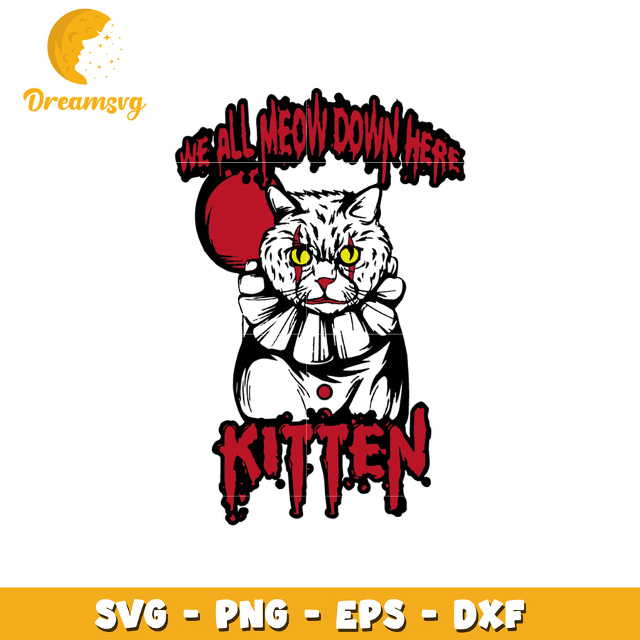Clown cat kitten graphic svg,  clown svg, funny cat svg