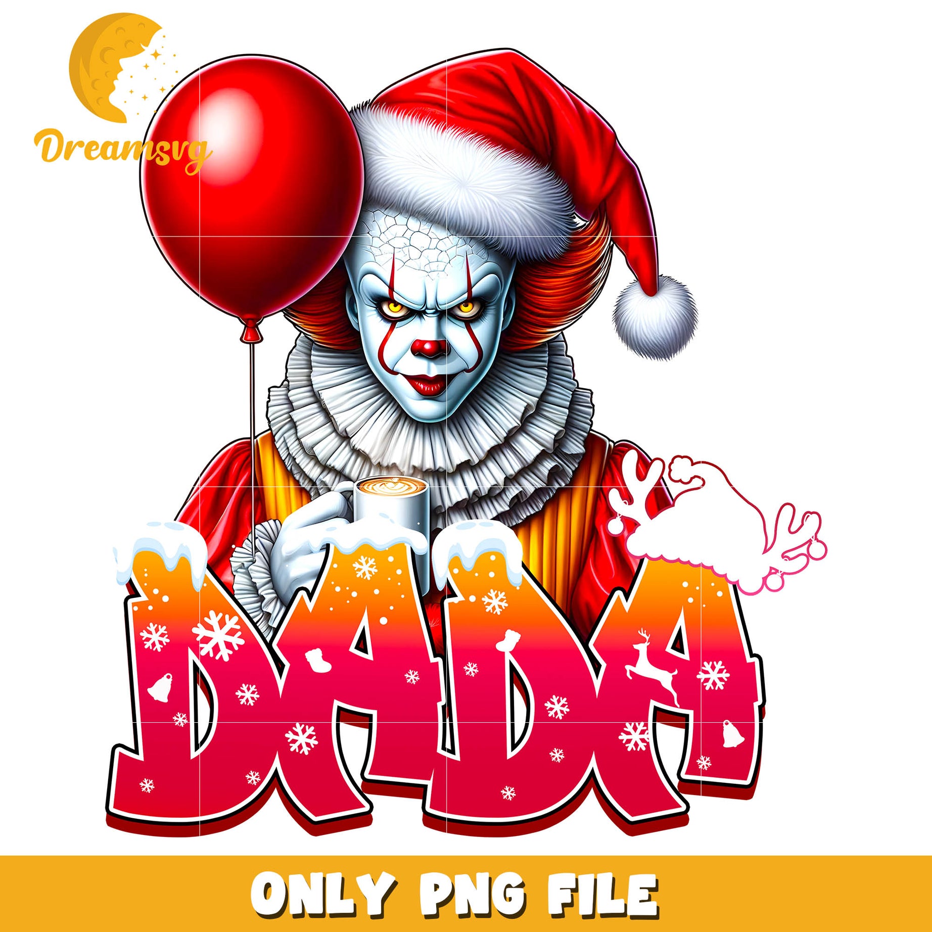 Clown holding balloons christmas png, art the clown​ png