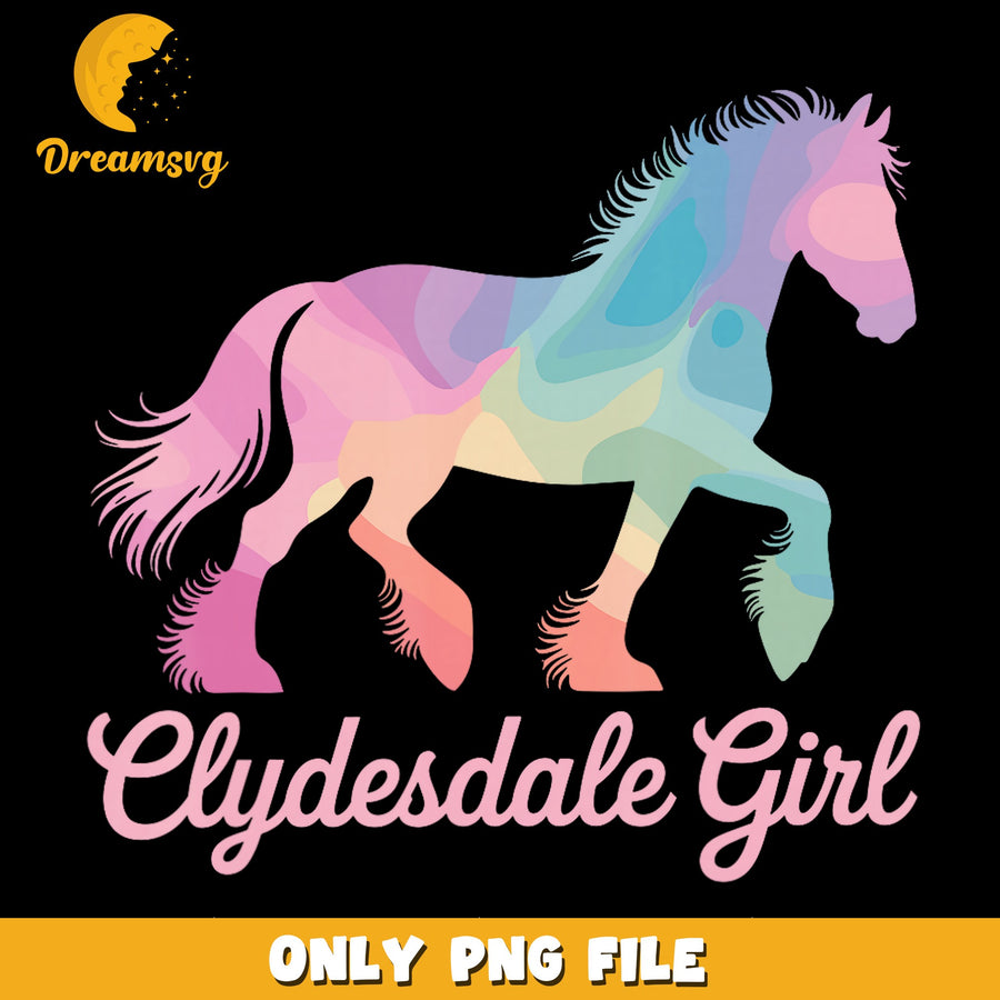 Clydesdale Horse PNG, Girl Design, Colorful Art PNG