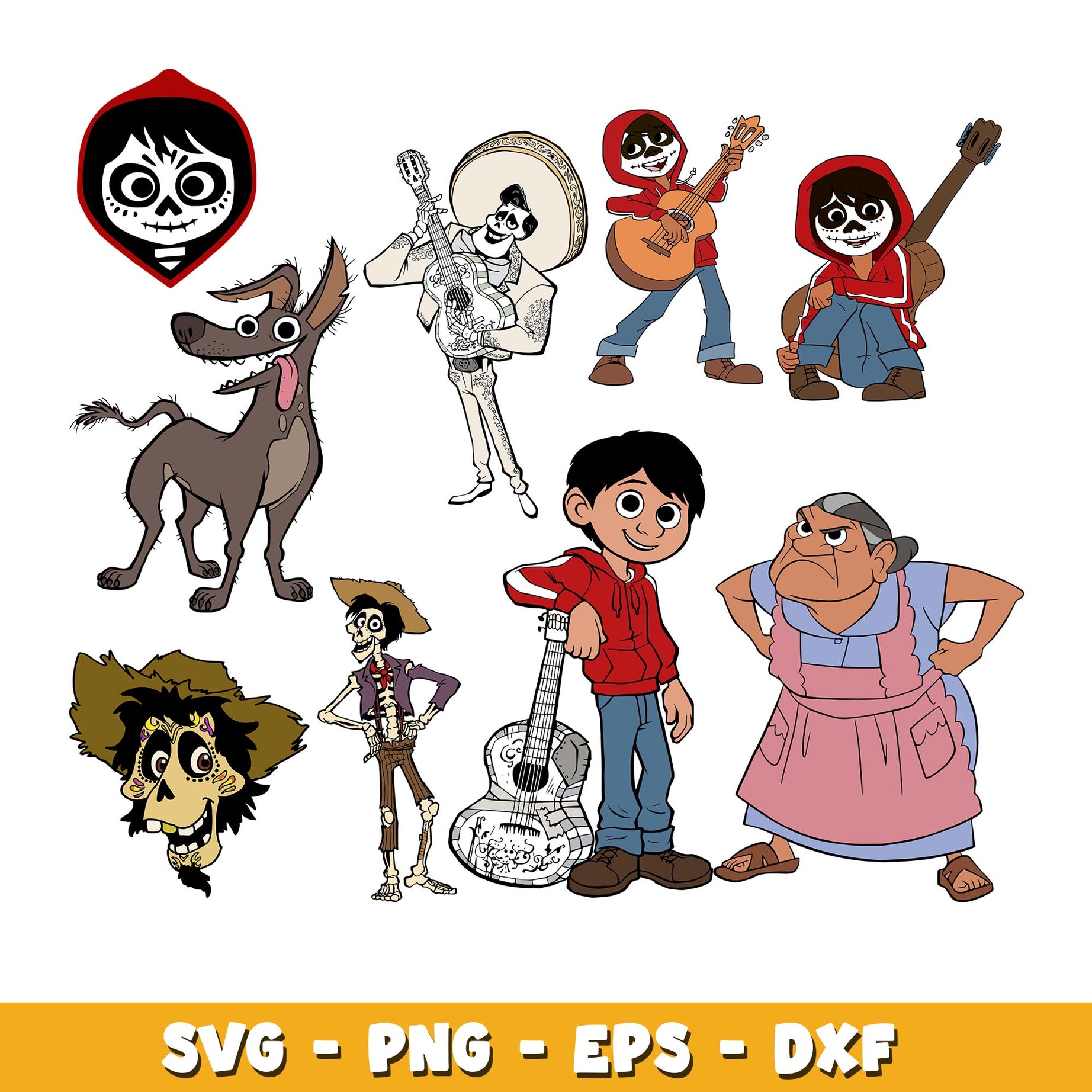 Disney Coco cartoon family svg, Disney Pixar Coco bundle svg, Cartoon svg