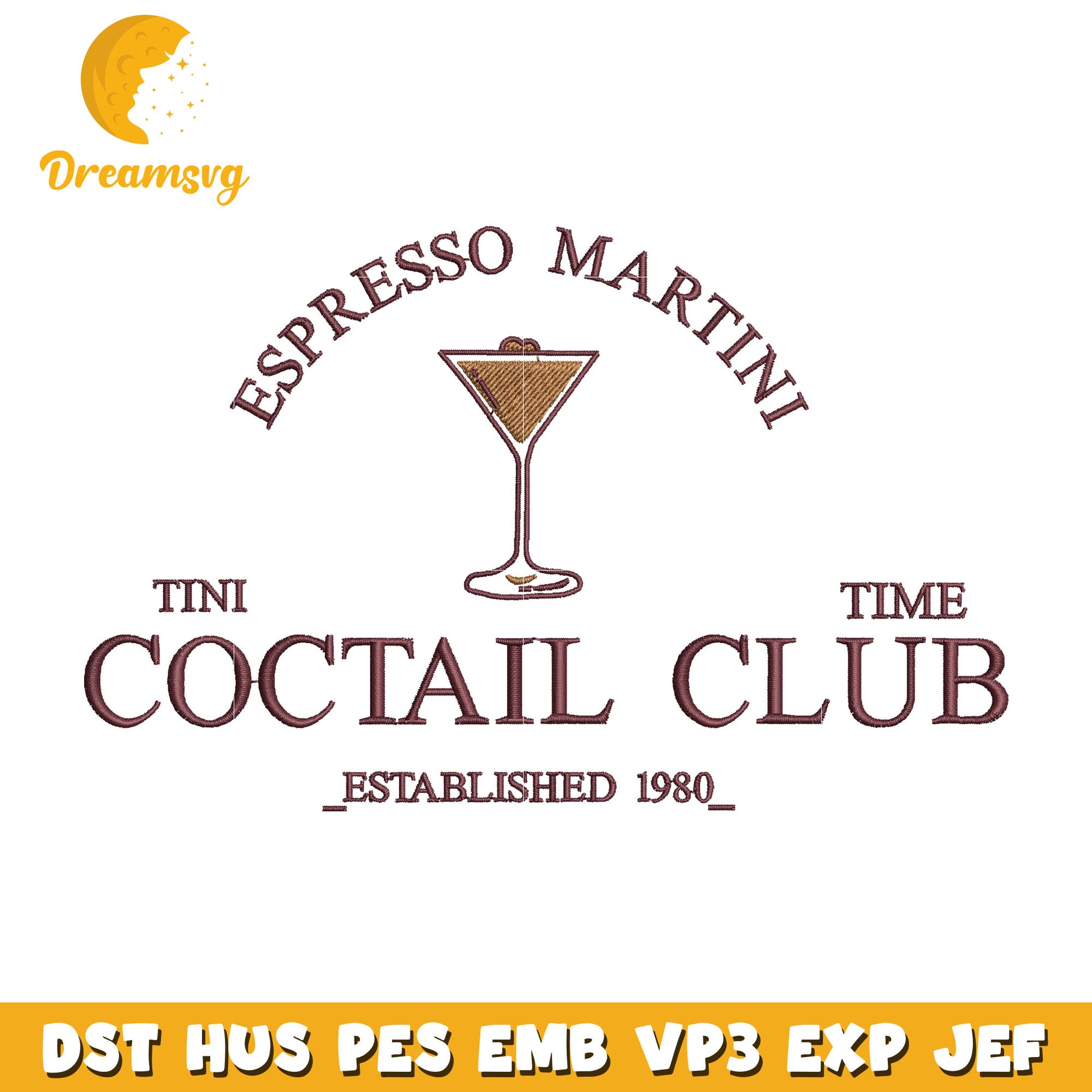 Coctail club embroidery design