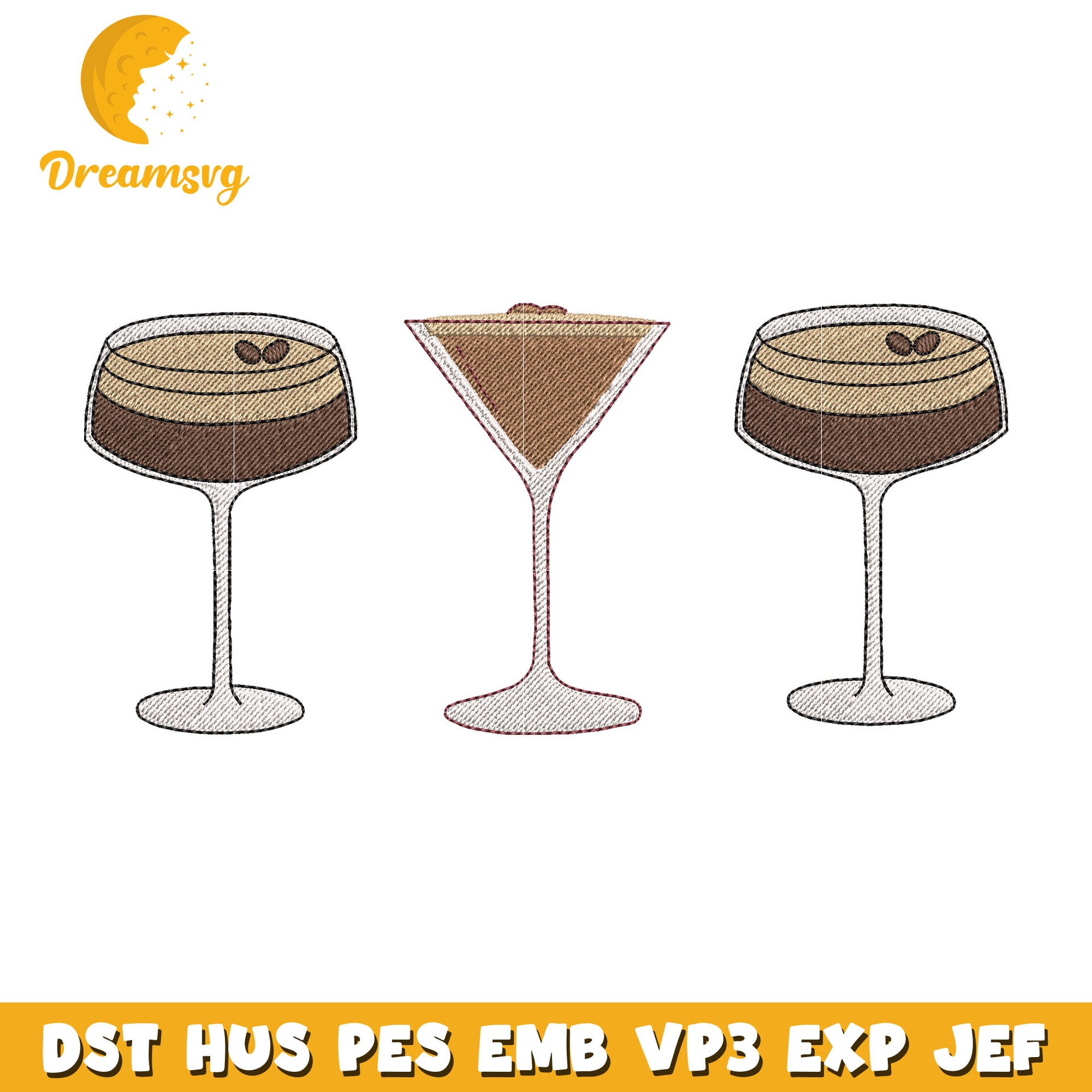 Espresso martini embroidery design