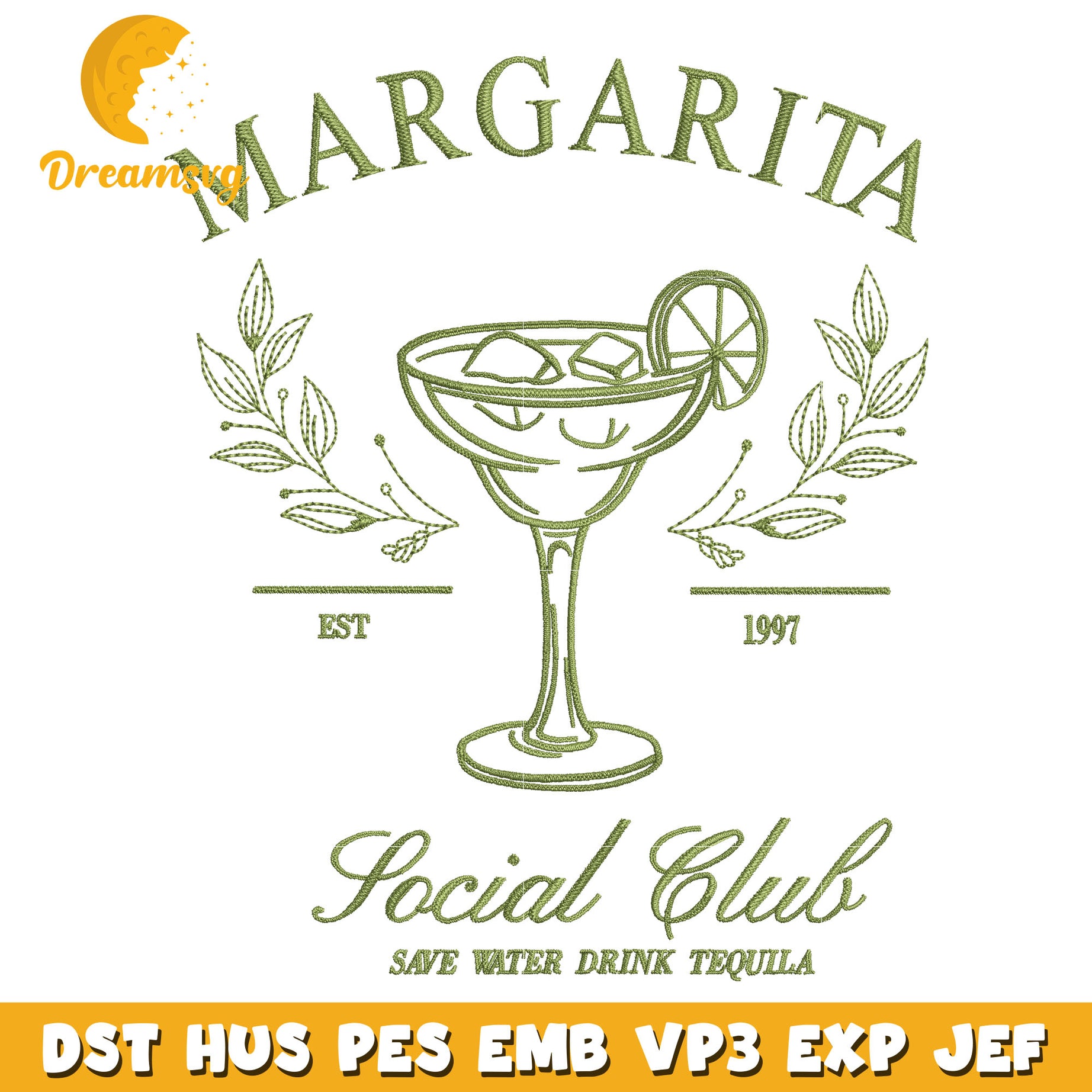 Coctail margarita embroidery design