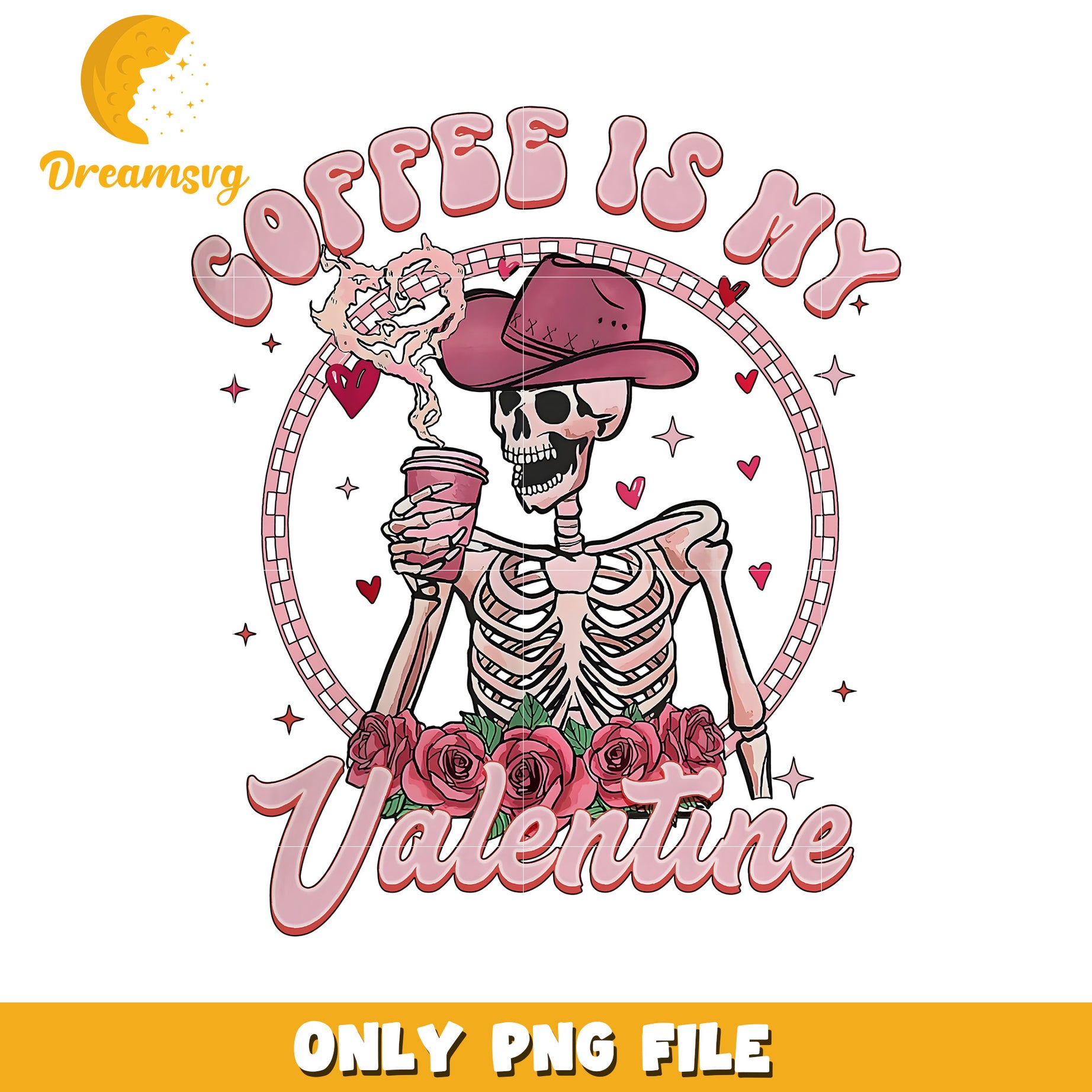 Coffee Skeleton Valentines PNG