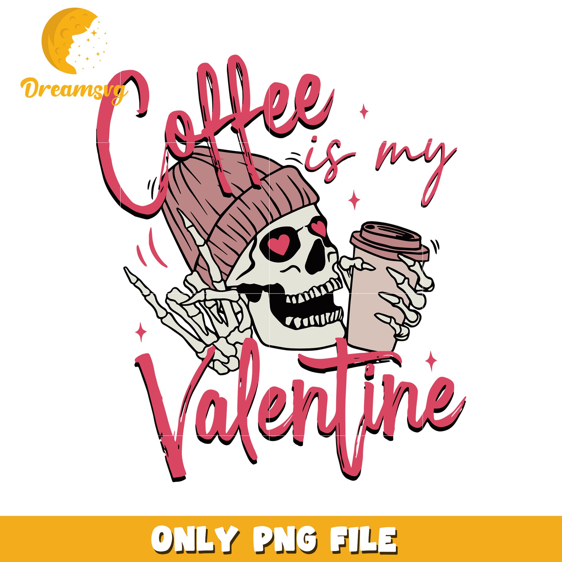 Coffee Skull Valentine PNG Design