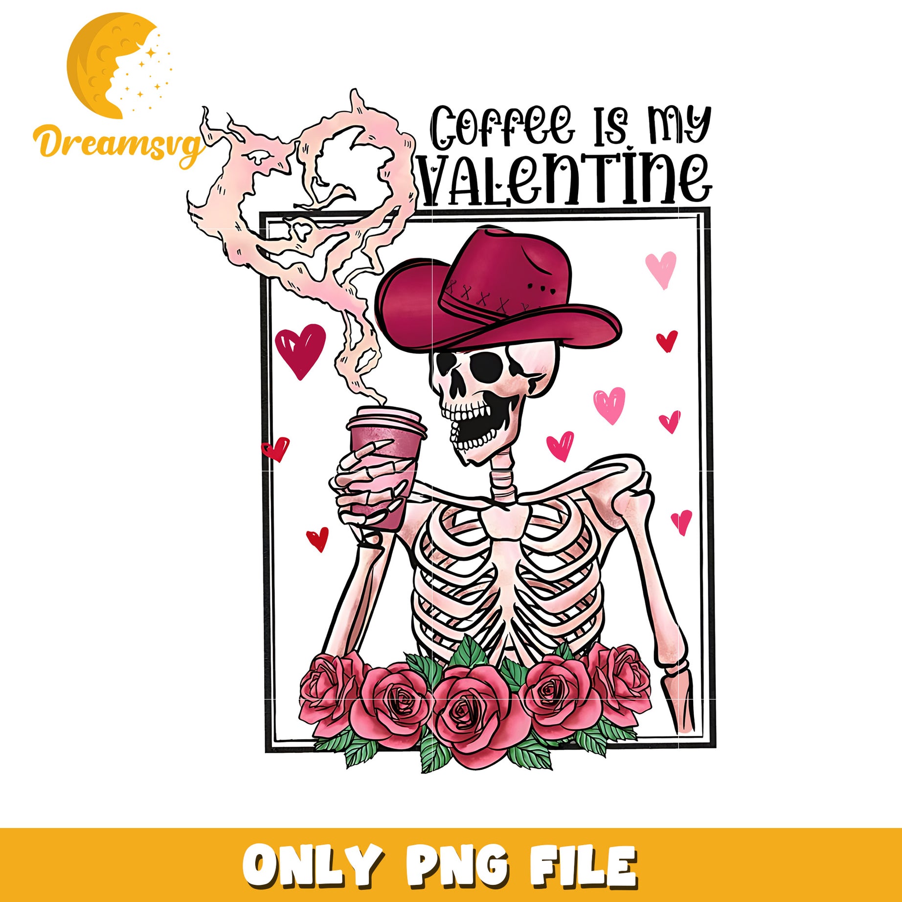 Coffee Valentine Skeleton PNG