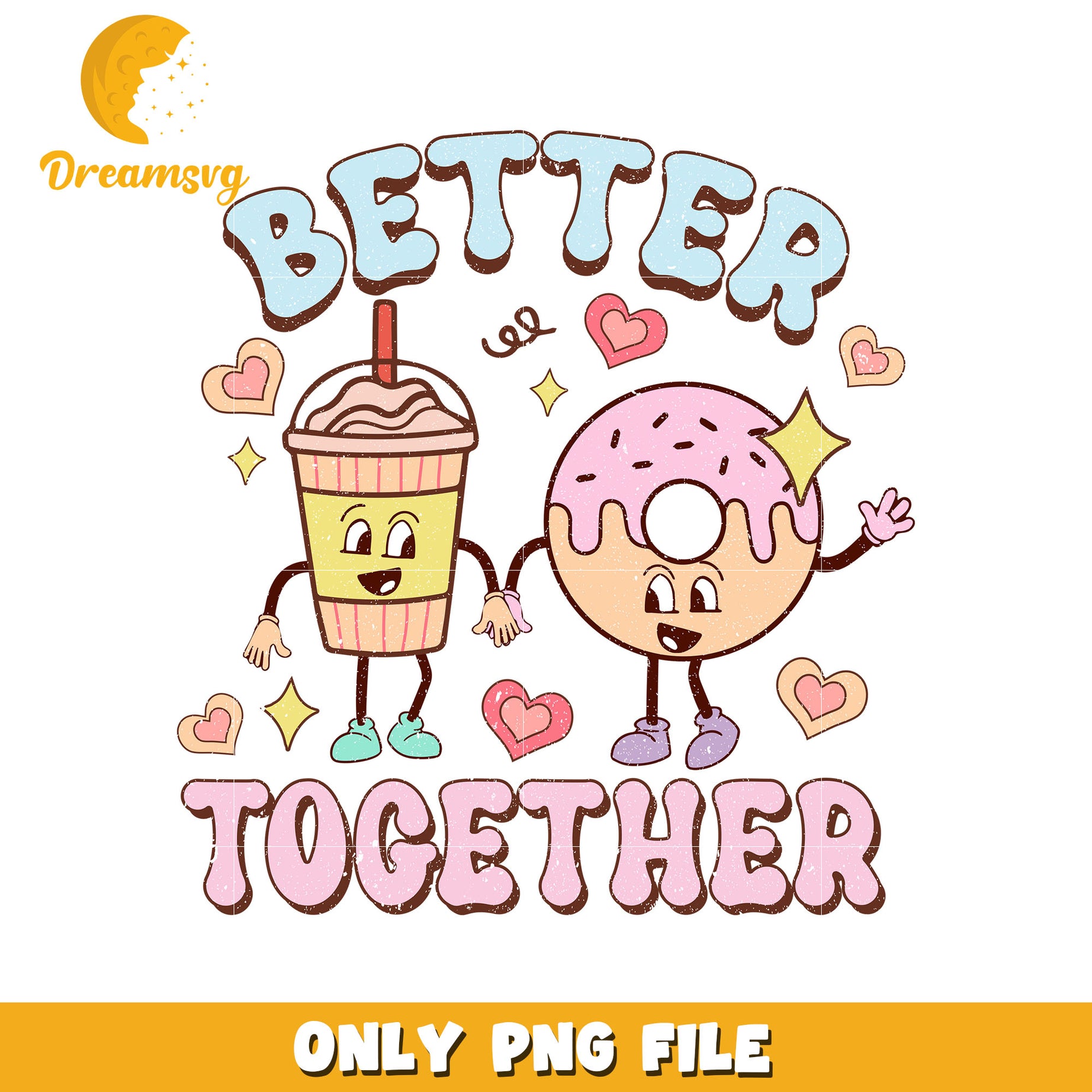 Coffee and donut better together png, couple png, valentine png