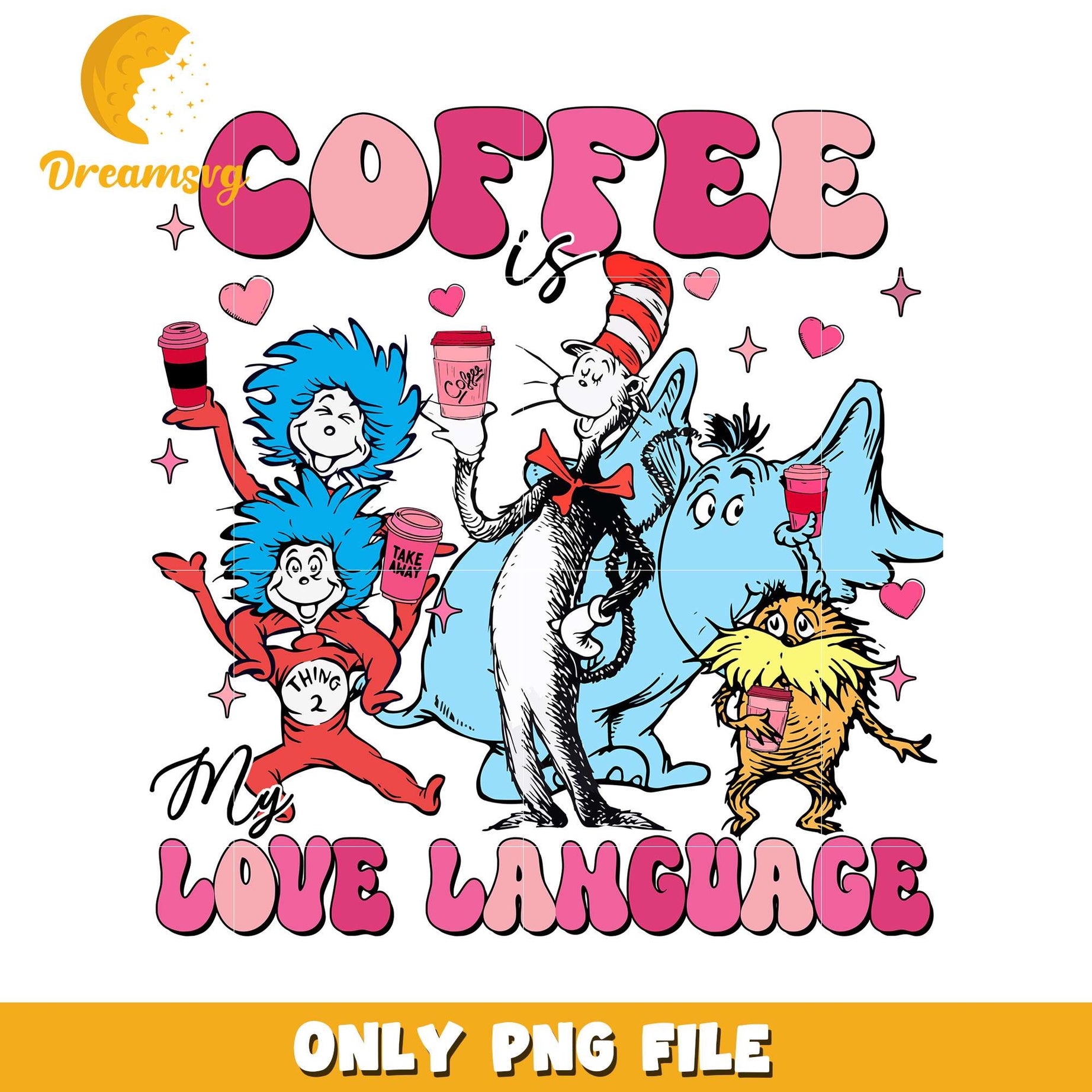 Coffee is My Love Language Cat in the Hat PNG Design