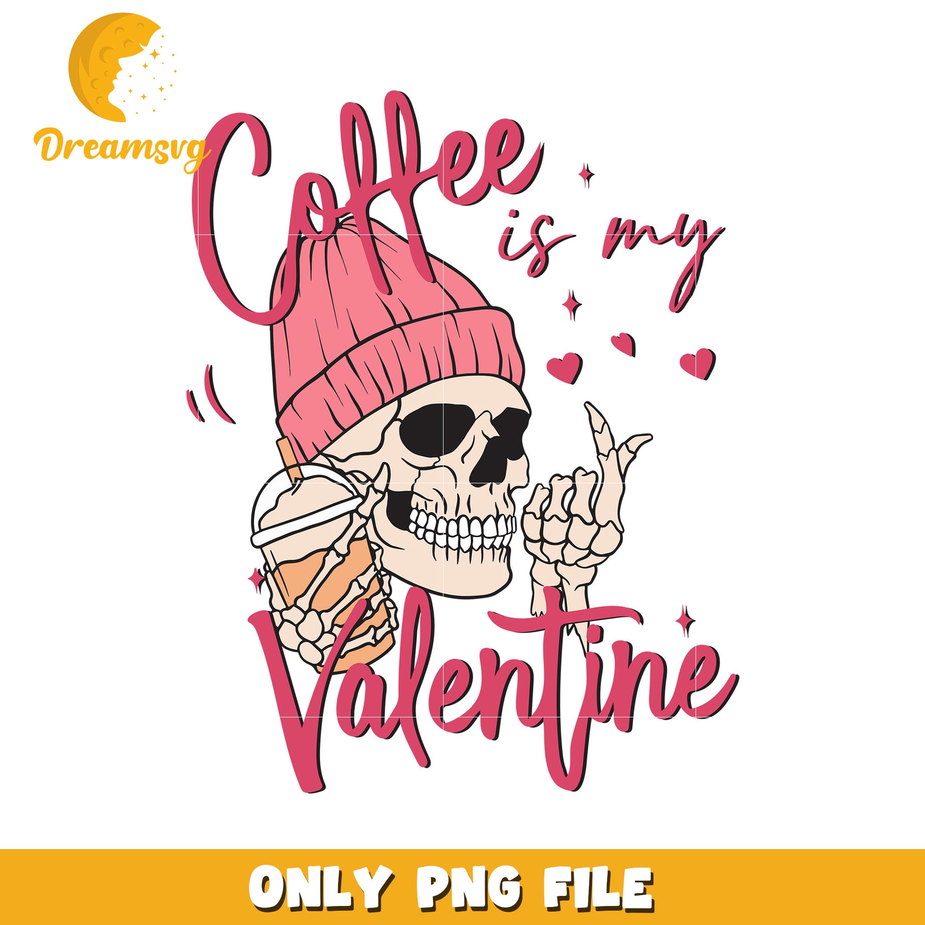 Coffee is My Valentine Skull Graphic PNG for Lovers