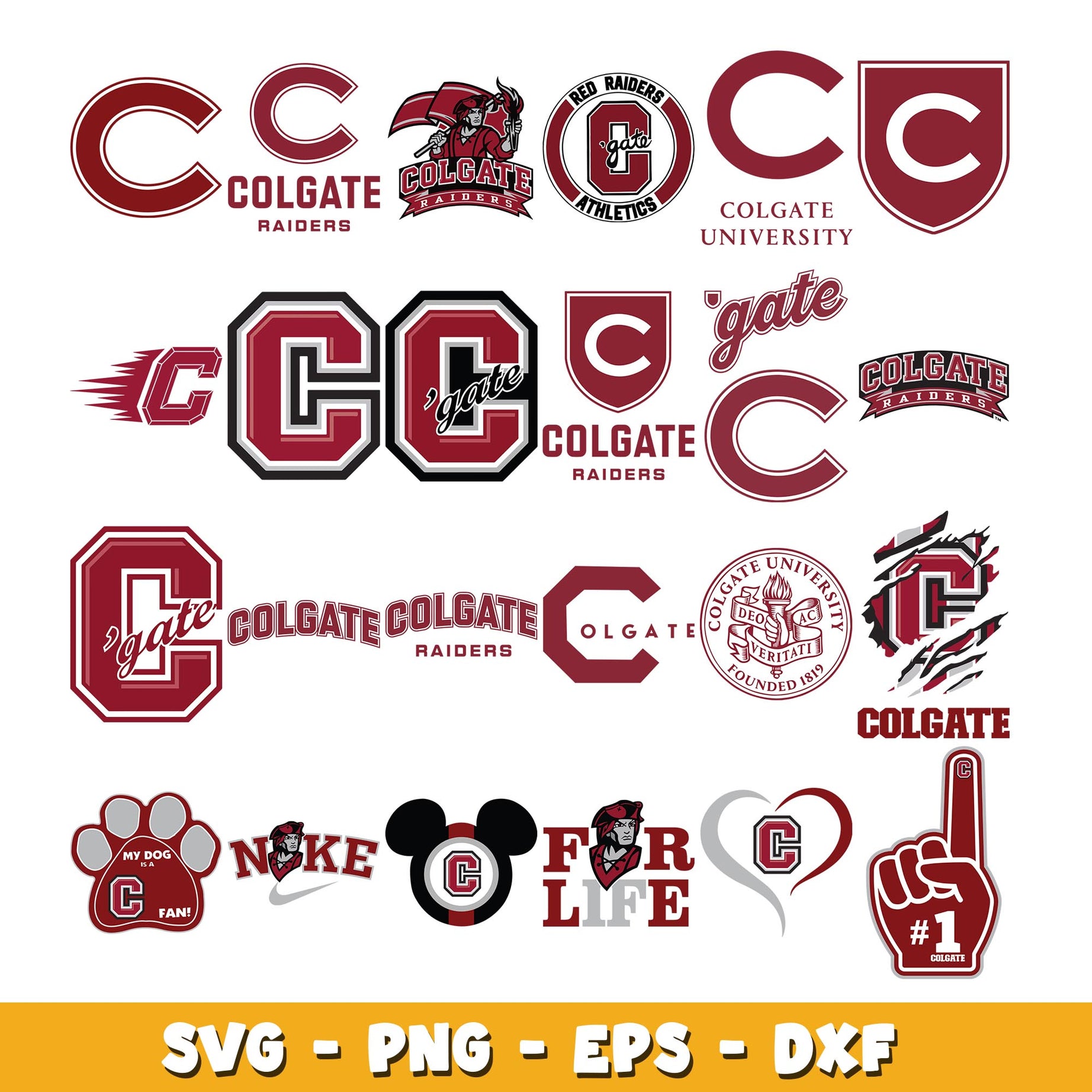 Colgate Stickers Colgate Raiders Bundle svg, Colgate Raiders logo svg, ncaa svg ...