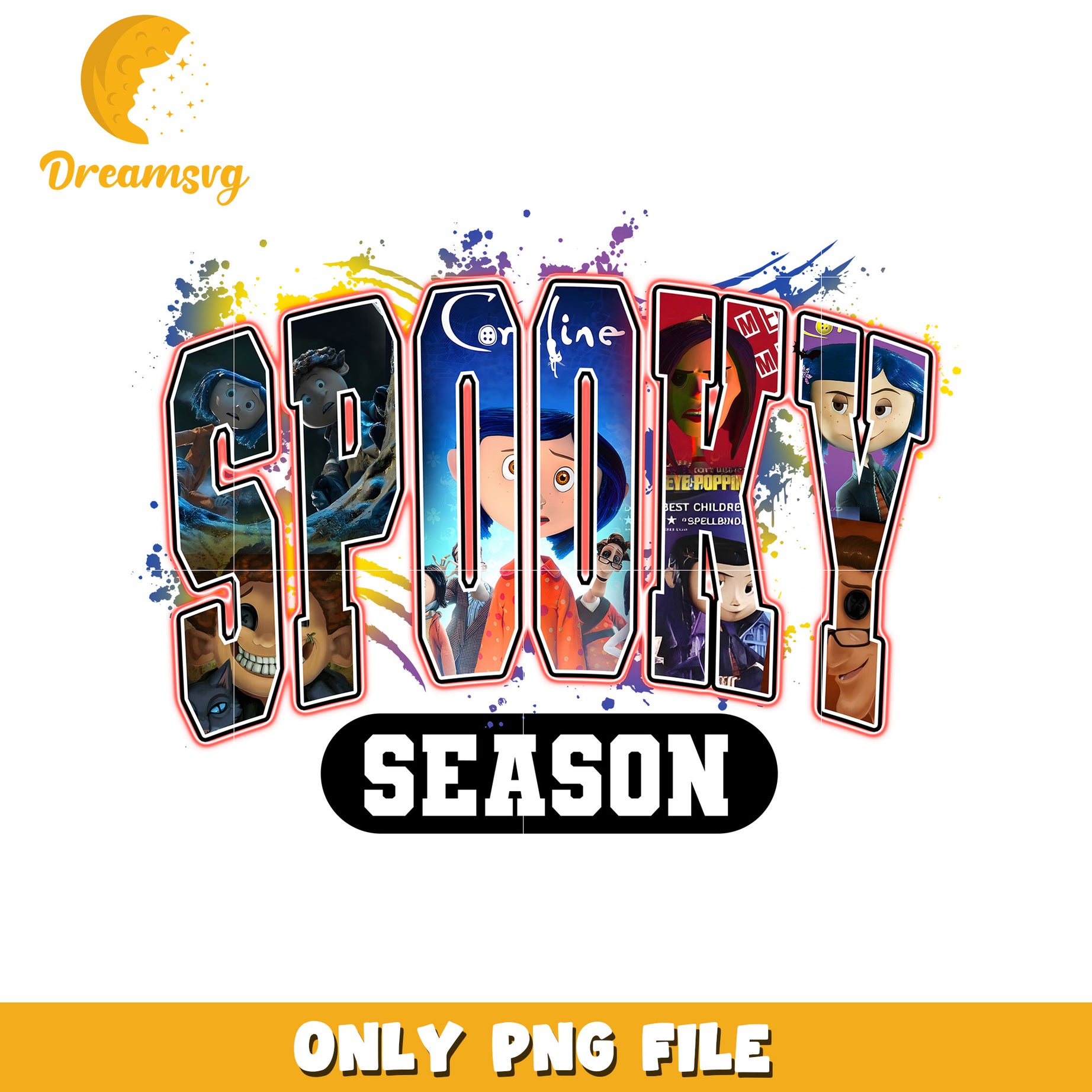 Collarine spooky season design png, halloween png, halloween cartoon png