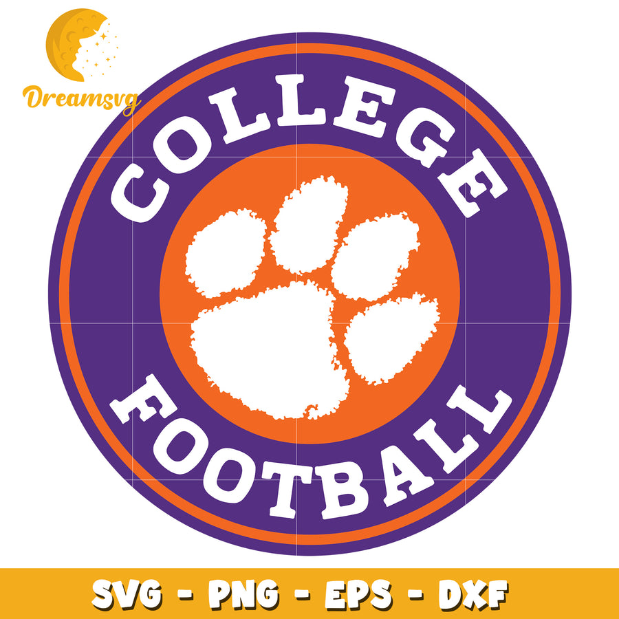 College Football Paw Print SVG PNG EPS DXF