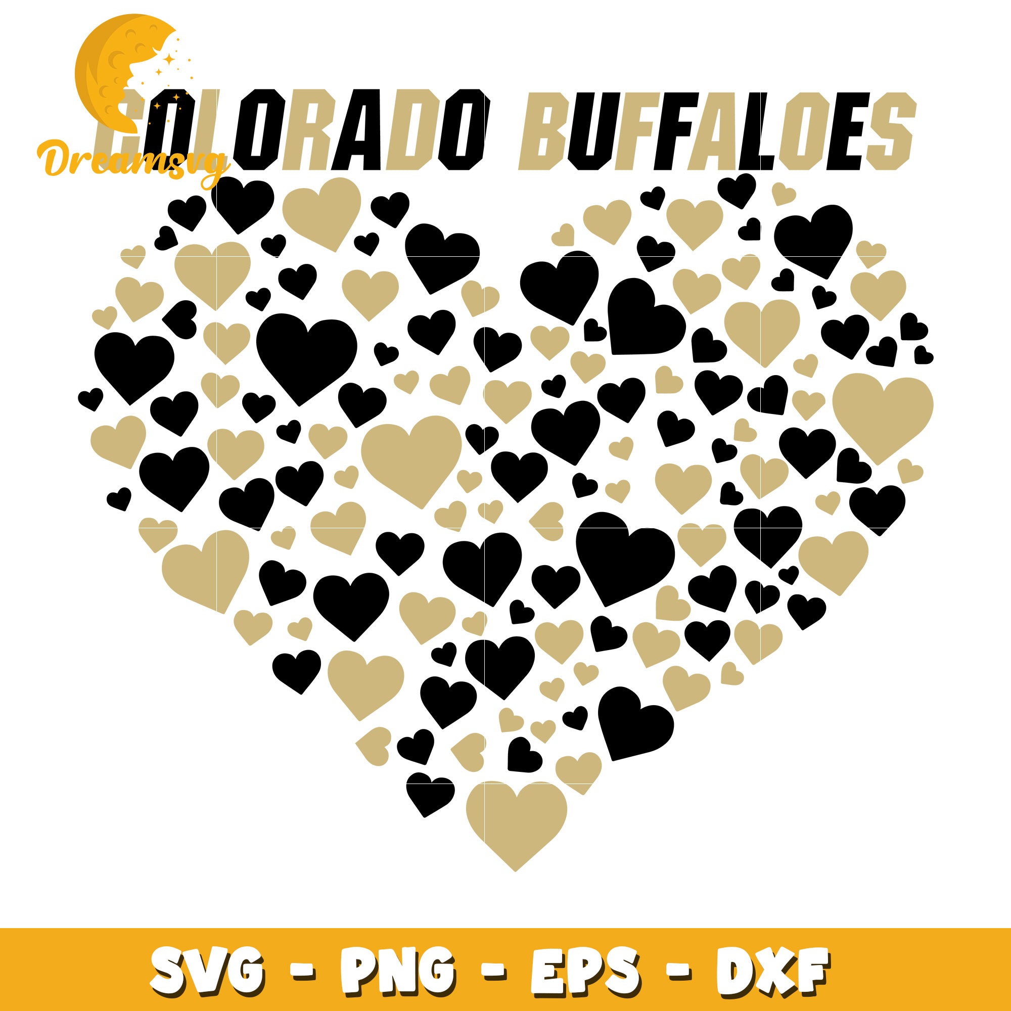 Colorado Buffaloes Heart SVG PNG EPS DXF