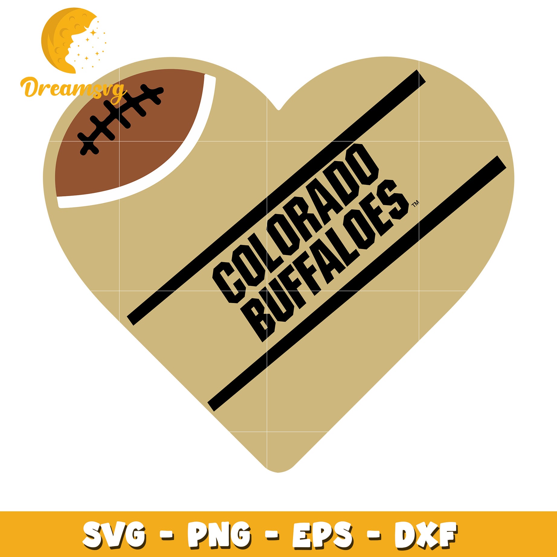 Colorado Buffaloes Heart SVG with Football Design for Fans
