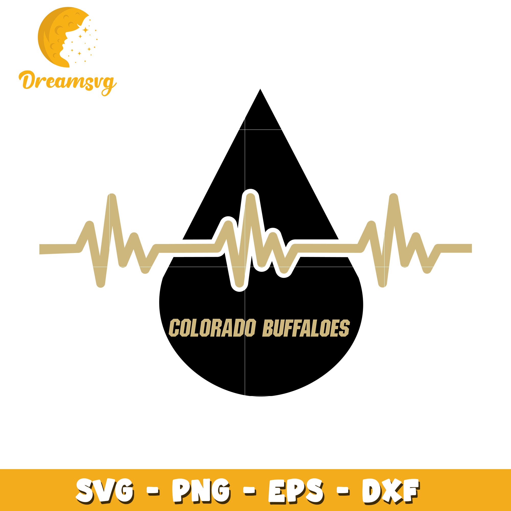 Colorado Buffaloes Heartbeat SVG Cut File