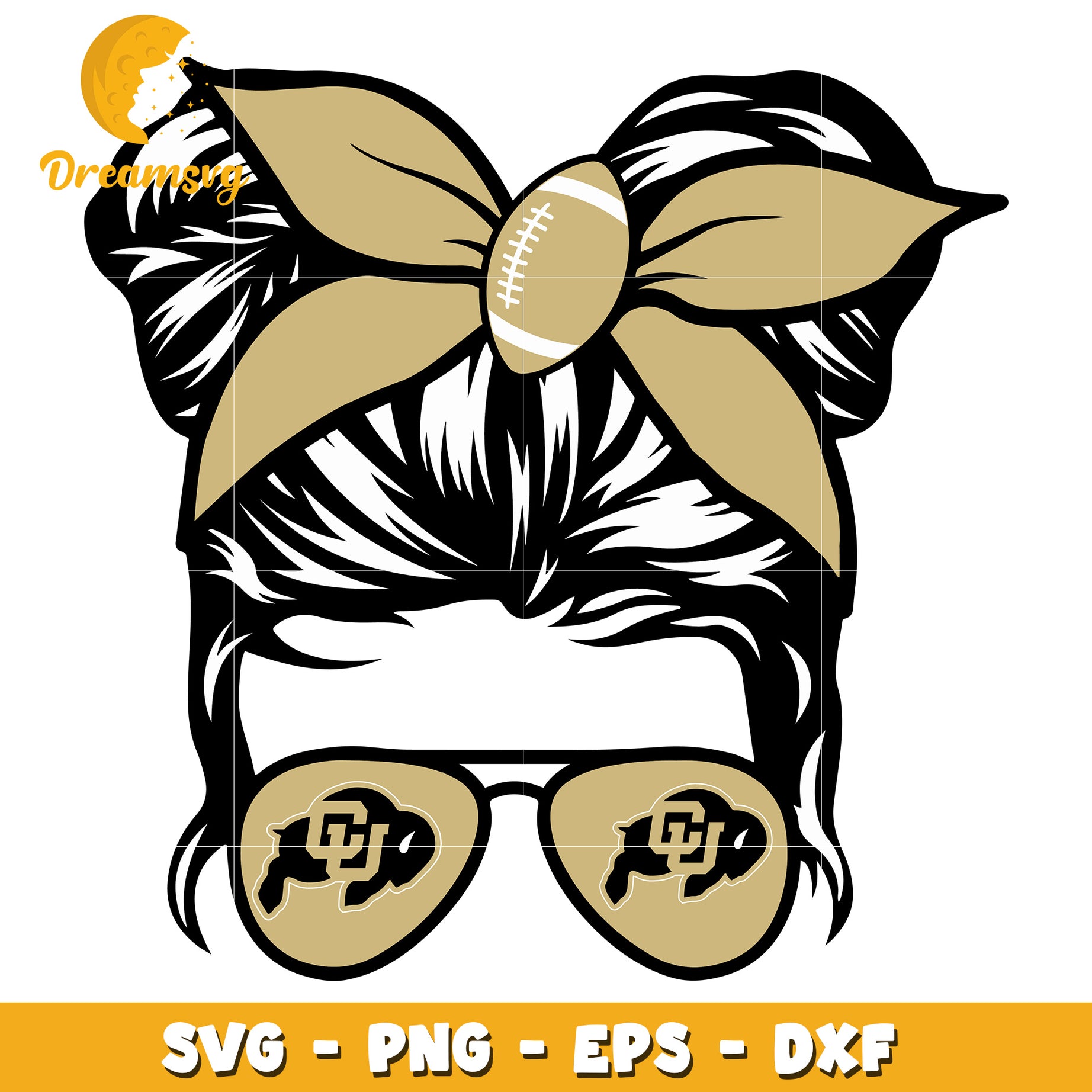 Colorado Buffaloes Messy Bun SVG Cut File